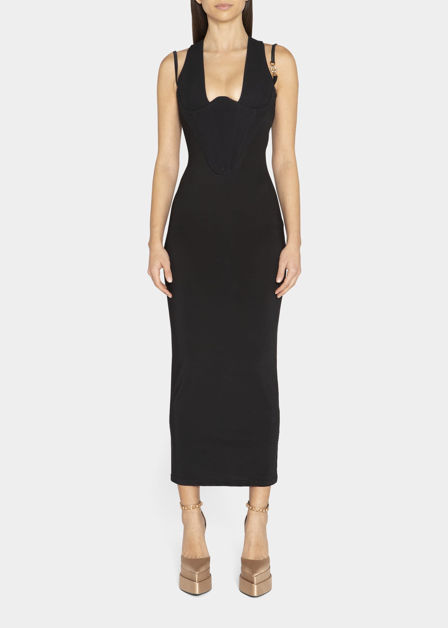 V Neckline Satin Dress | Bergdorfgoodman.com