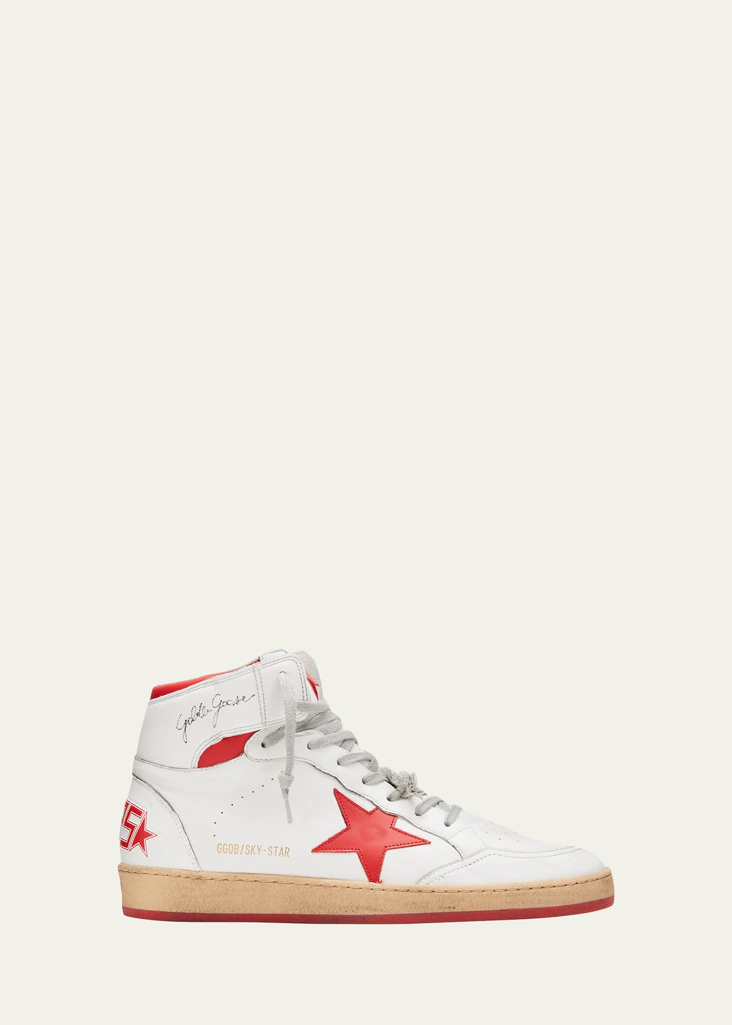 Golden Goose Men s Sky Star Distressed Leather High Top Sneakers