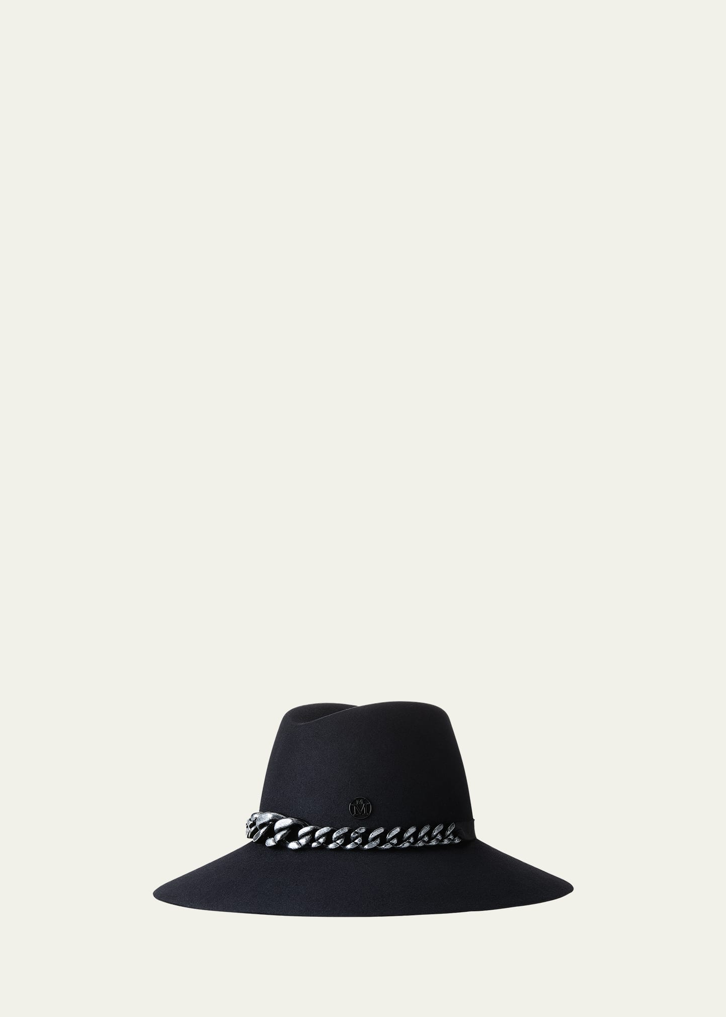 Maison Michel Kate Large-Brim Chain Wool Felt Hat