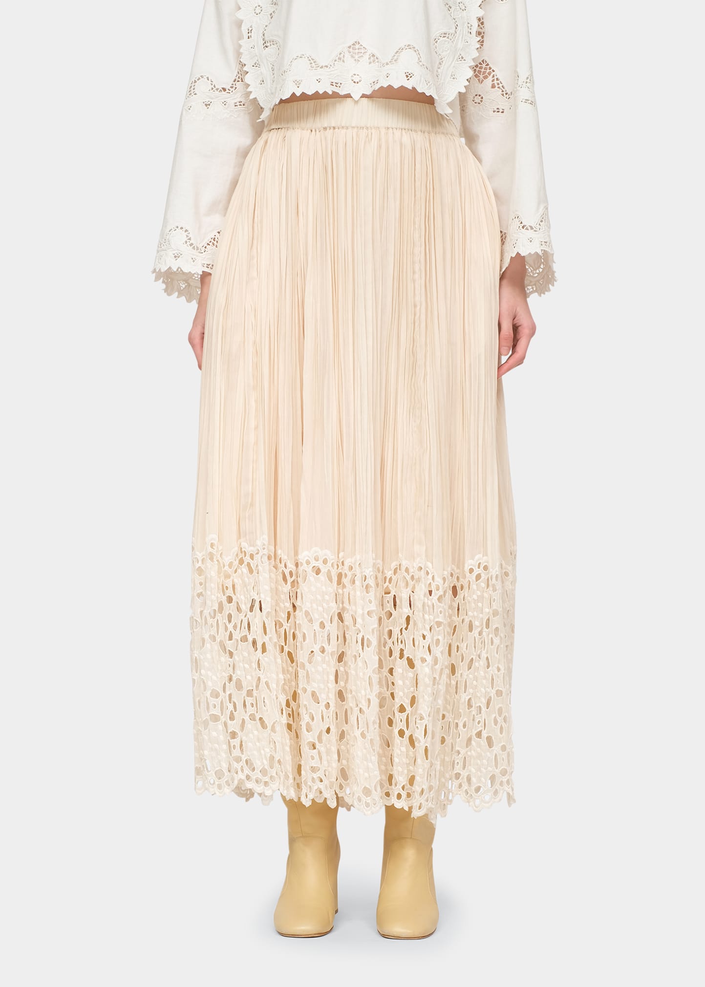eyelet maxi skirt set