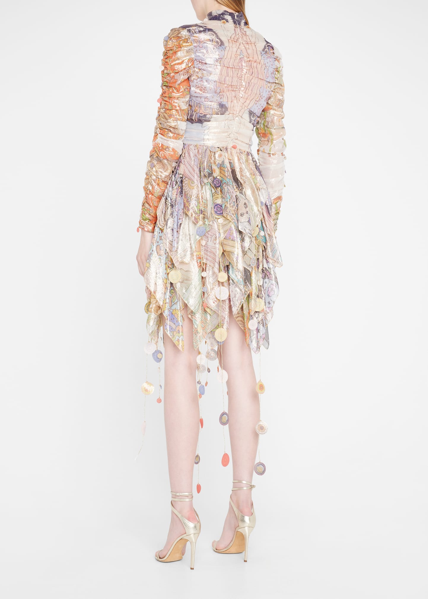 cosmic charm mini dress Zimmermann Cosmic Printed Handkerchief Ruched Mini Dress