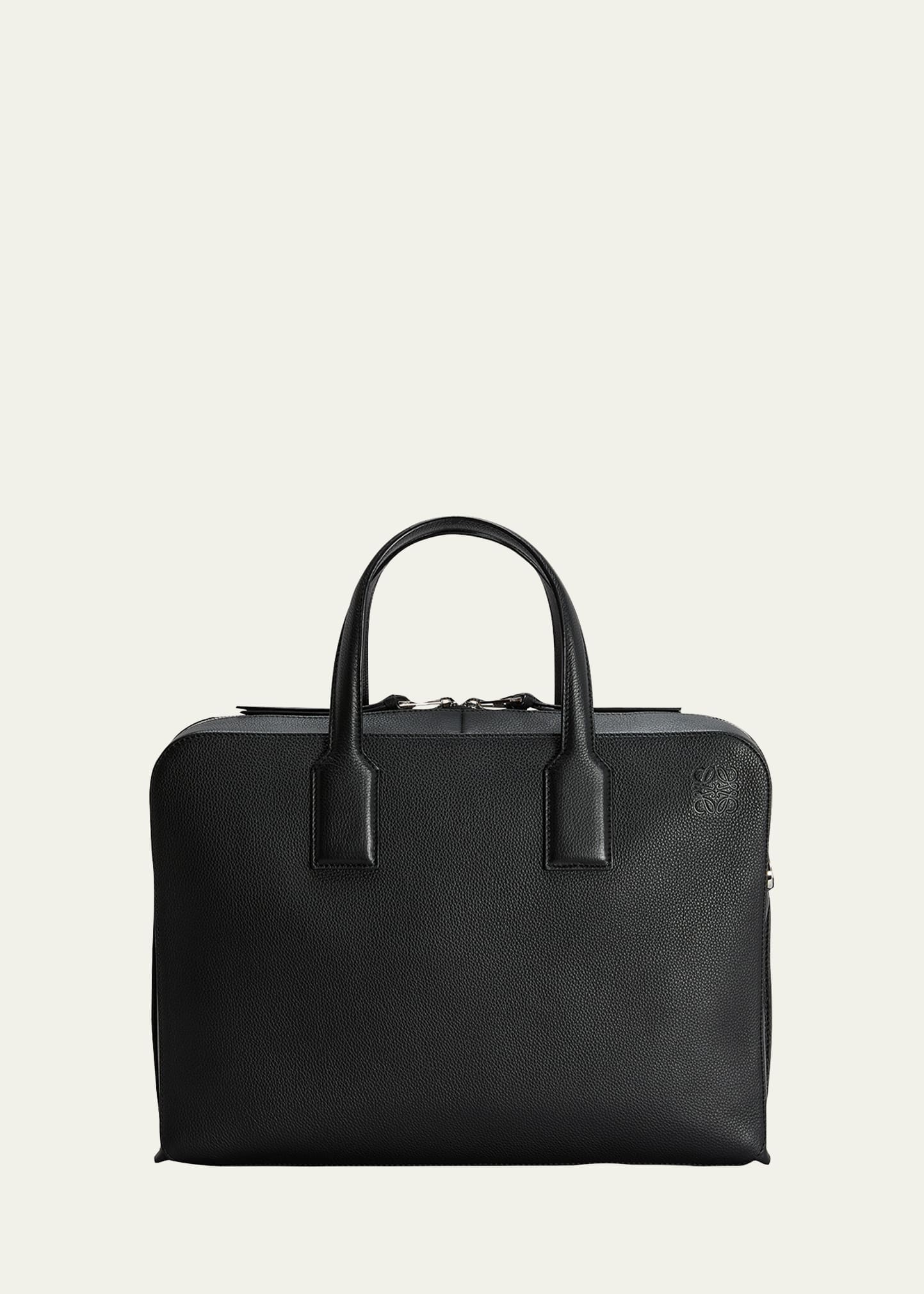 Loewe Goya Thin Leather Briefcase Bag in Black for Men