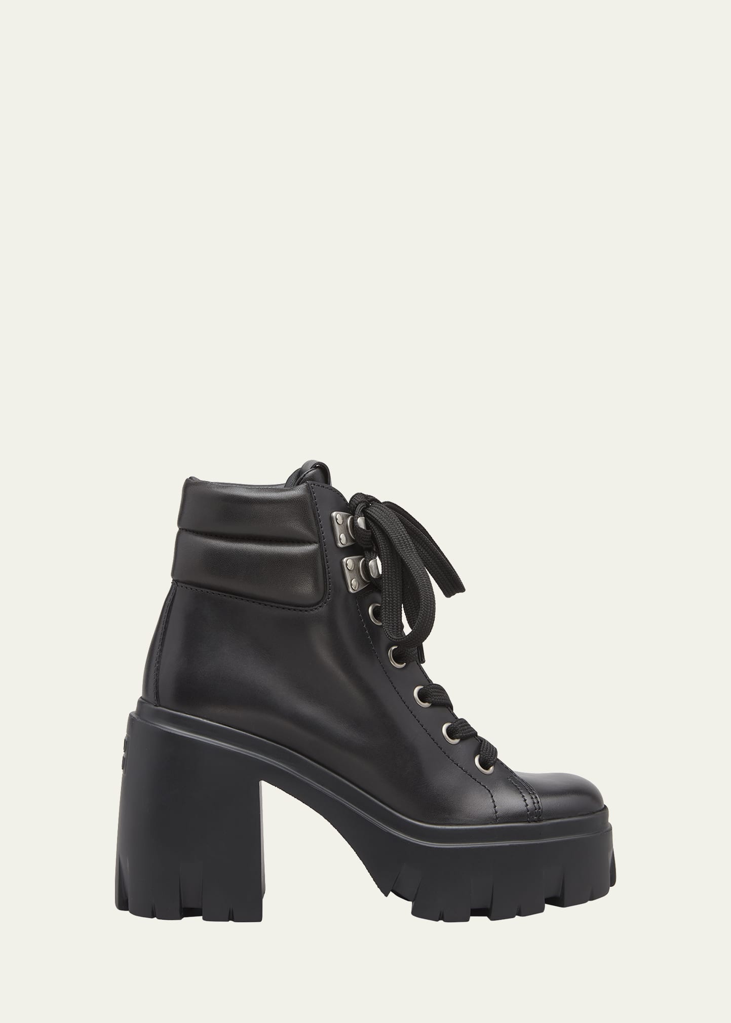 Miu Miu Leather Lace Up Ankle Booties