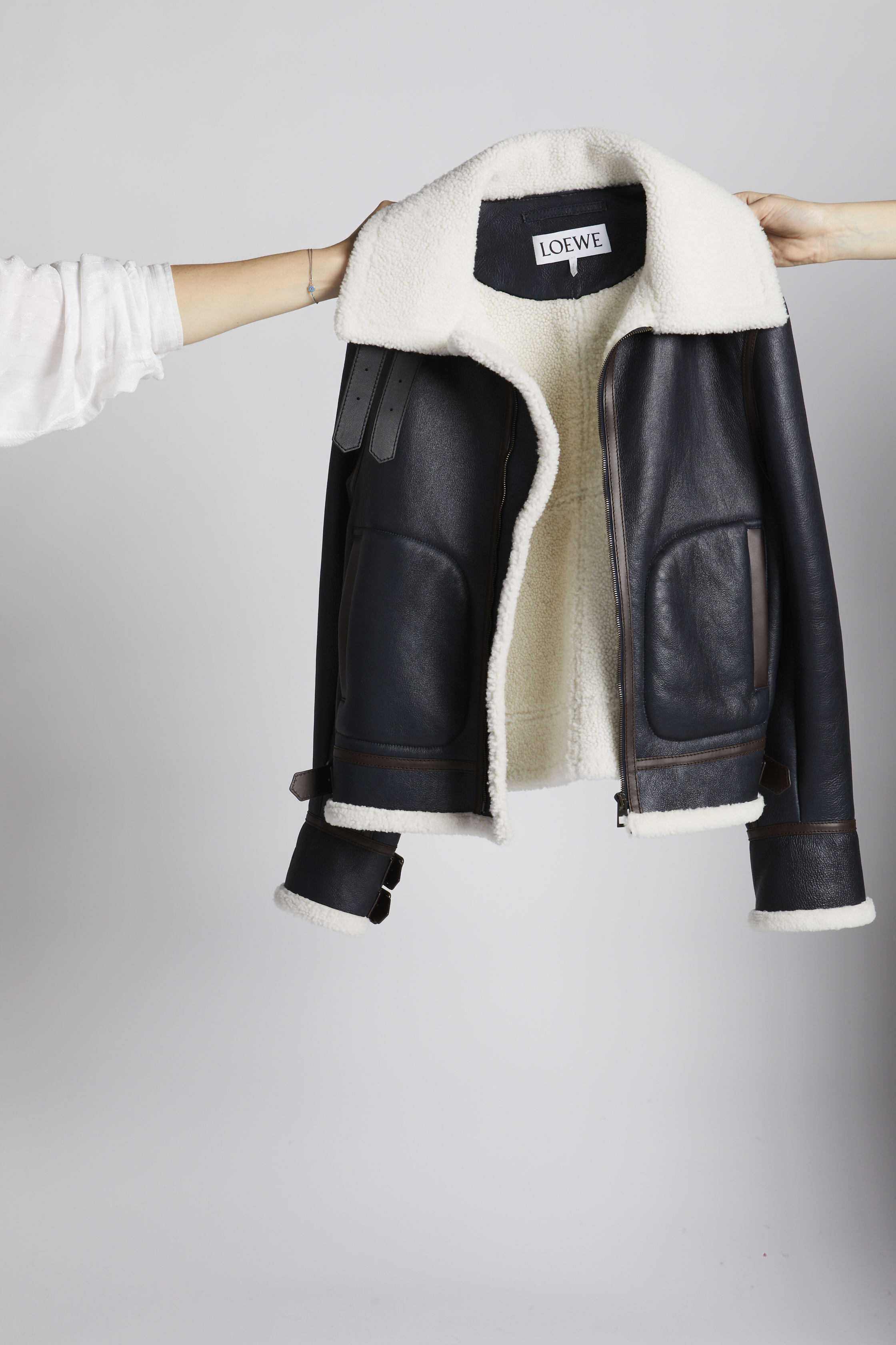 Loewe Men's Shearling-Lined Leather Aviator Jacket - Bergdorf Goodman