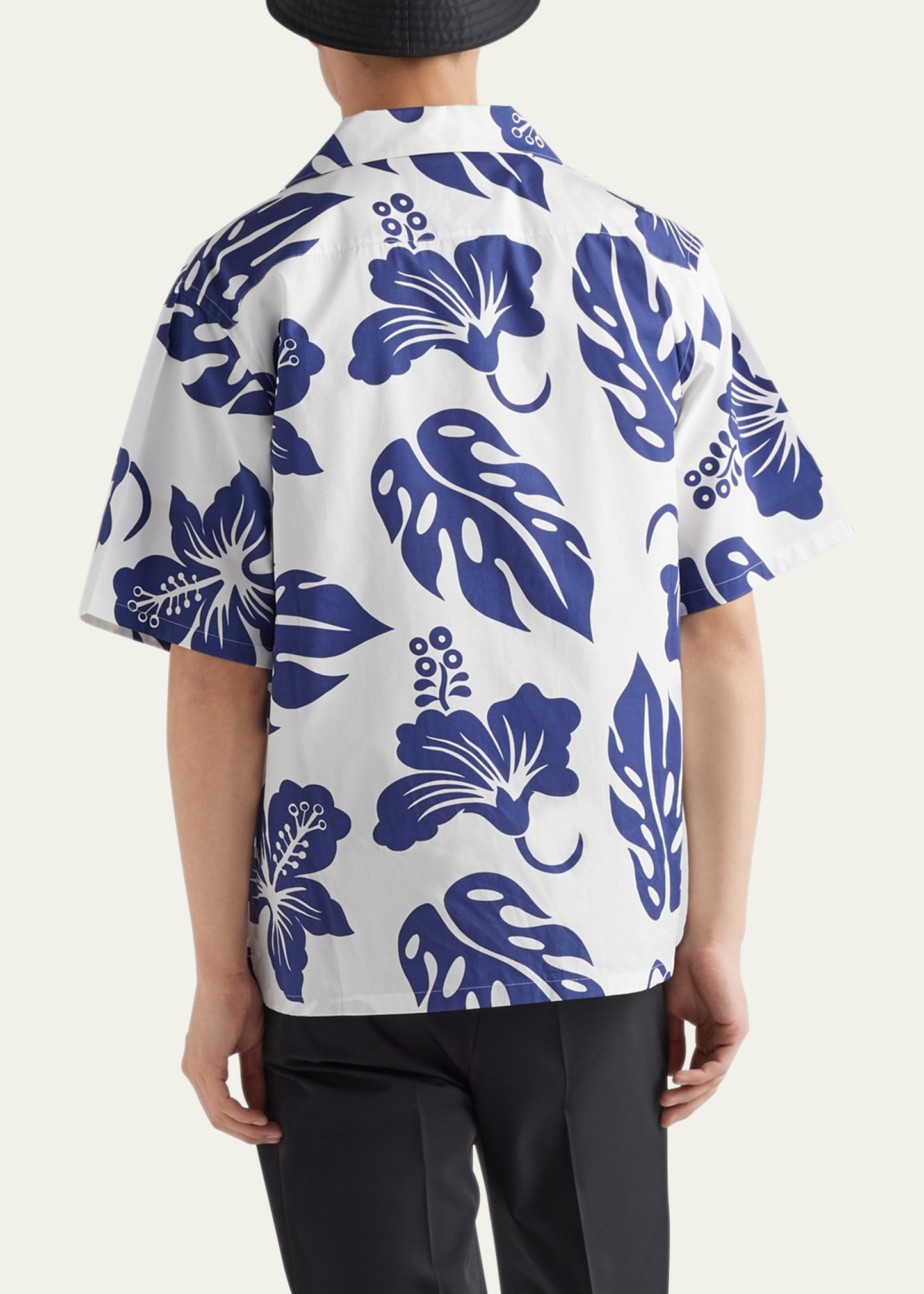 Prada Men's Hibiscus-Print Bowling Shirt - Bergdorf Goodman