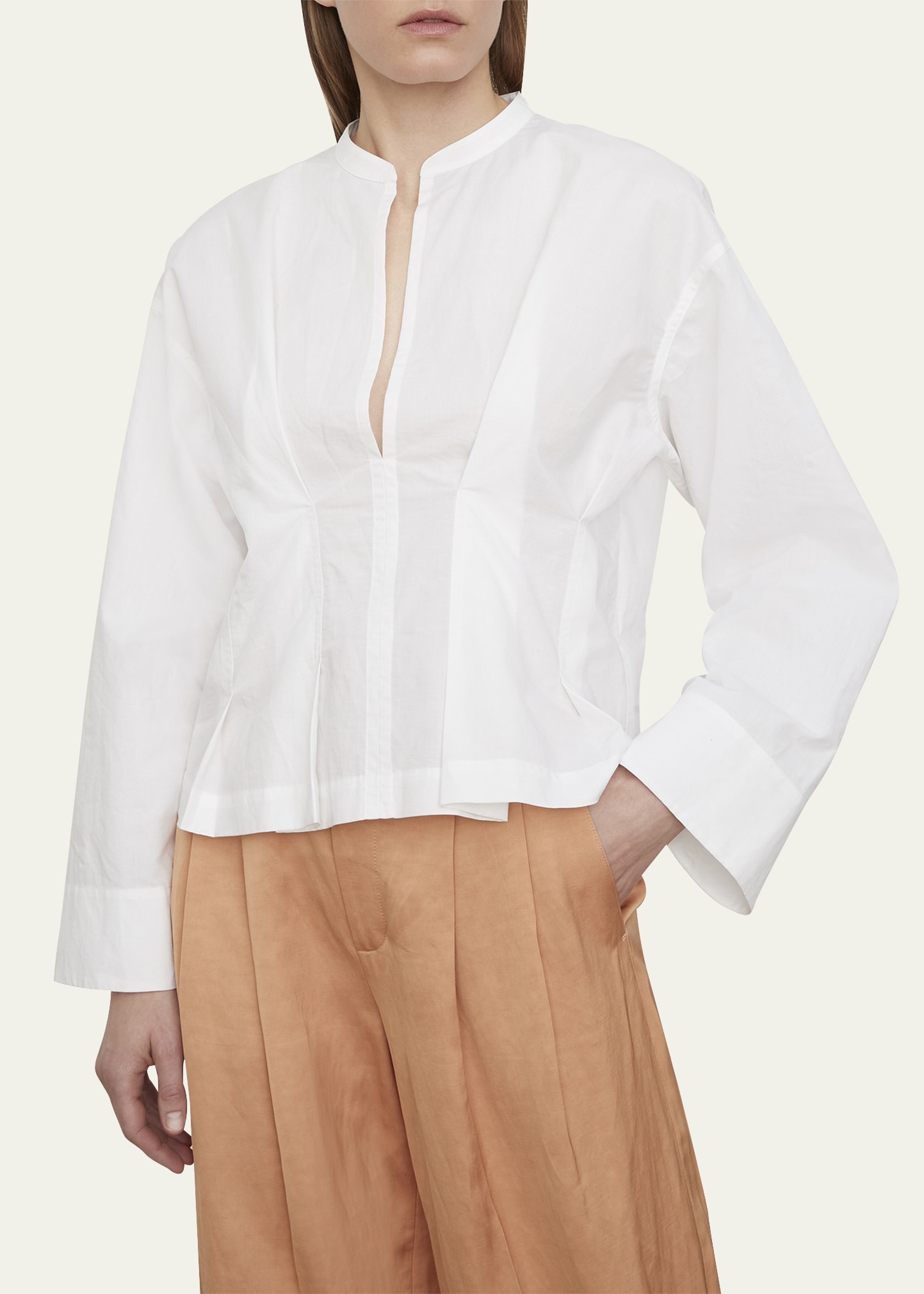 Vince Pleated Band-Collar Blouse - Big Apple Buddy