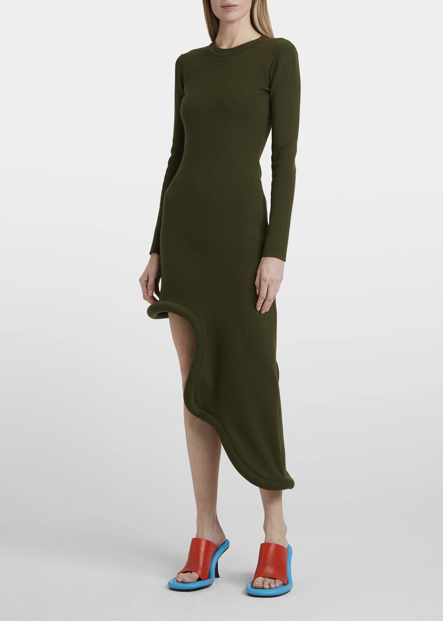 JW Anderson Bumper Long-Sleeve Asymmetric Midi Dress
