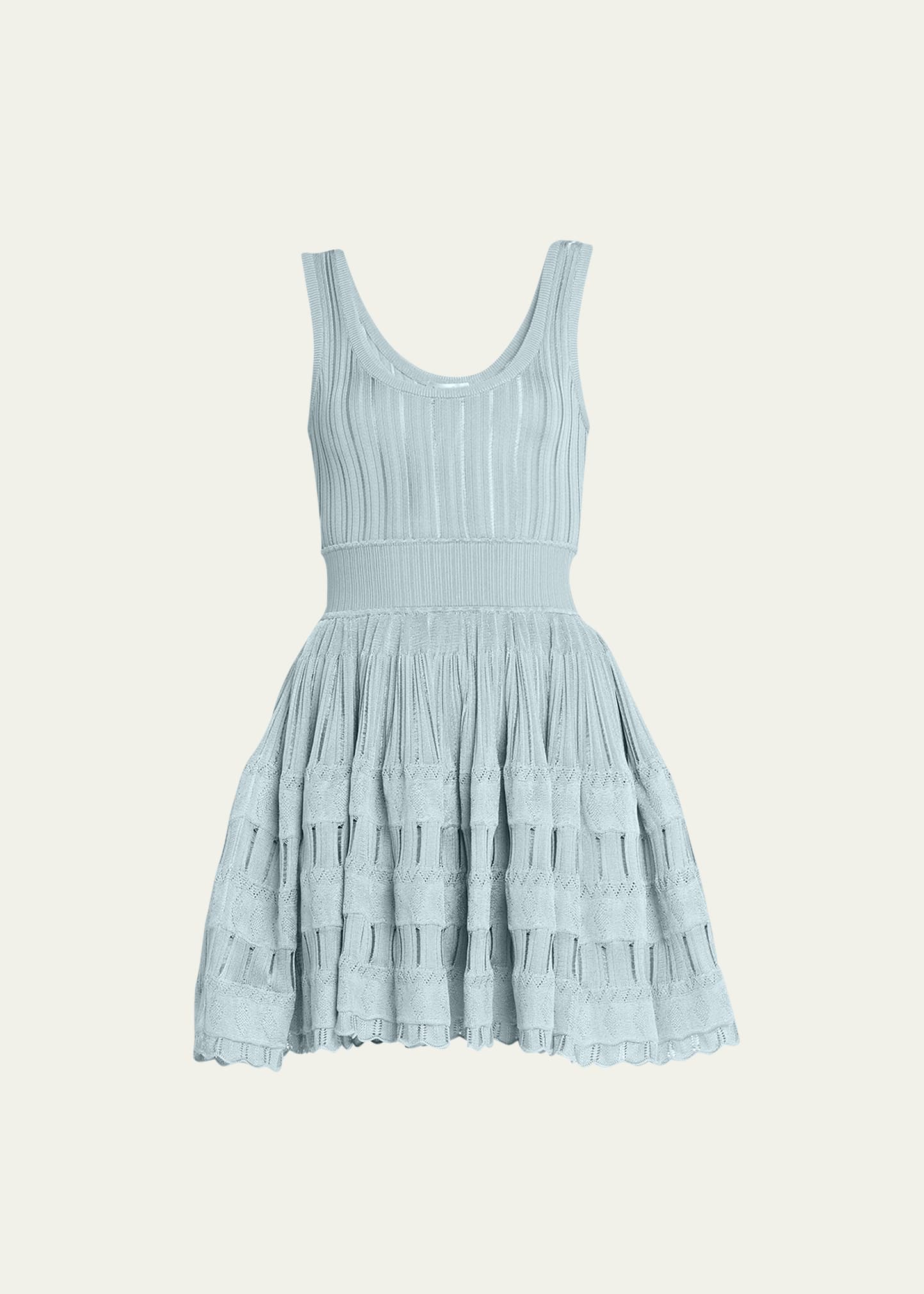 ALAIA Crino Striped Fit-&-Flare Knit Mini Dress