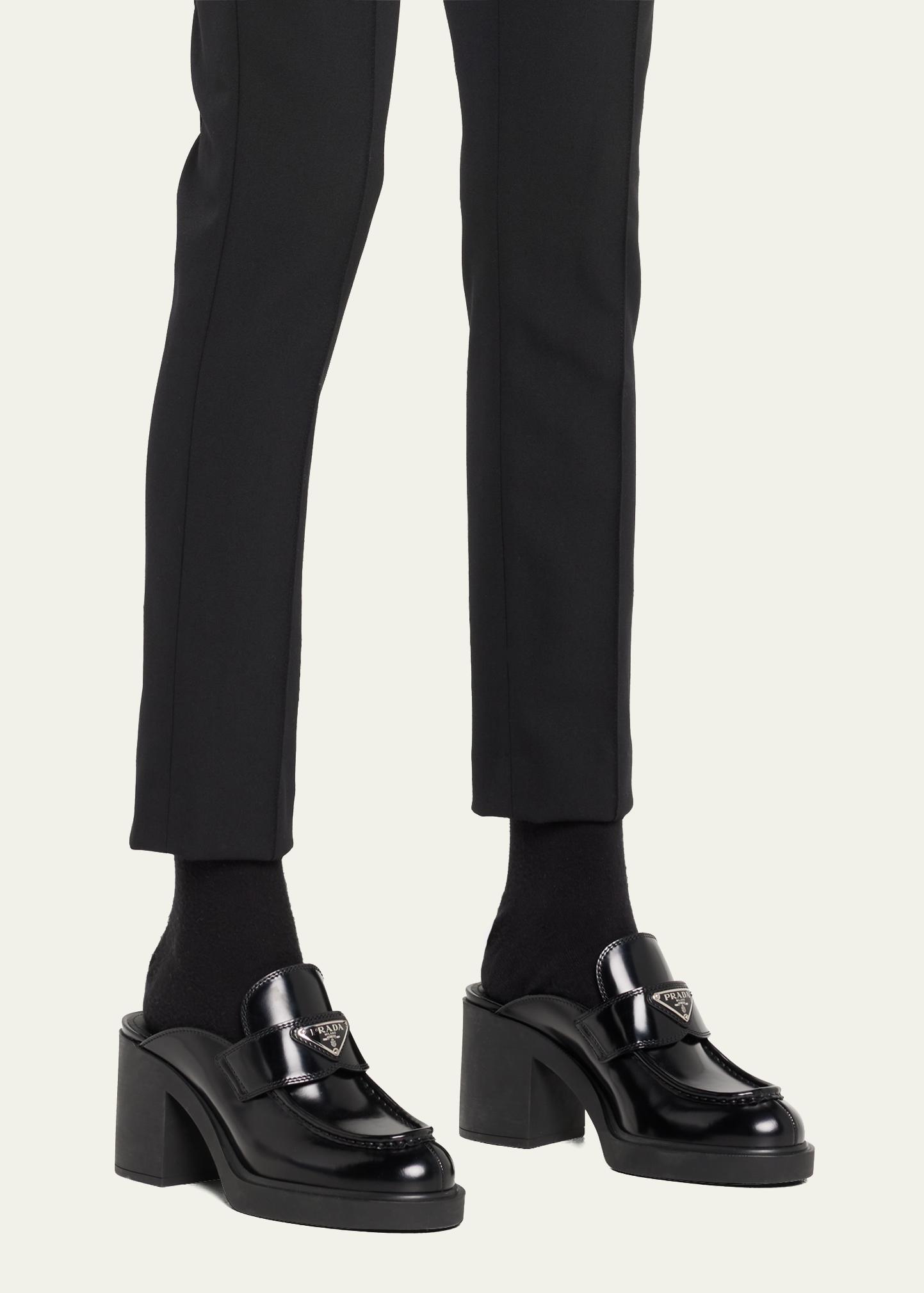 Prada Chocolate Flow Heeled Loafer Mules - Bergdorf Goodman