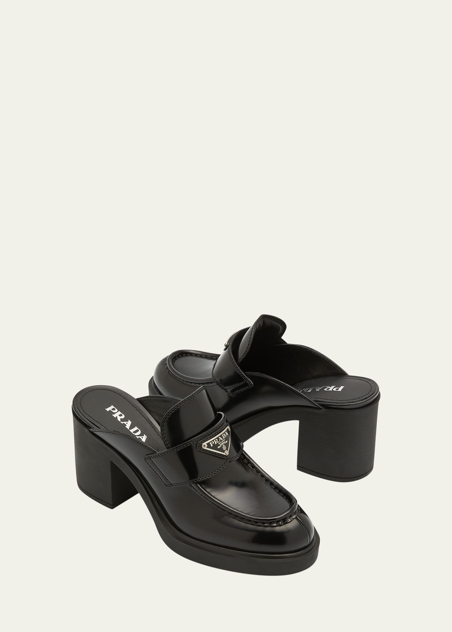 Prada Chocolate Flow Heeled Loafer Mules - Bergdorf Goodman