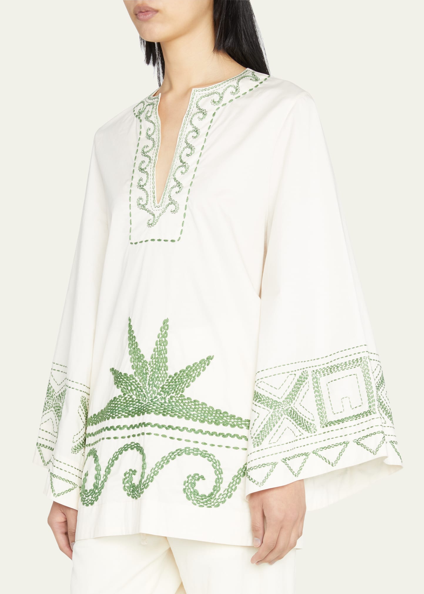 sachin and babi light blue dress Johanna Ortiz Arrecifes Embroidered Long-Sleeve Mini Dress