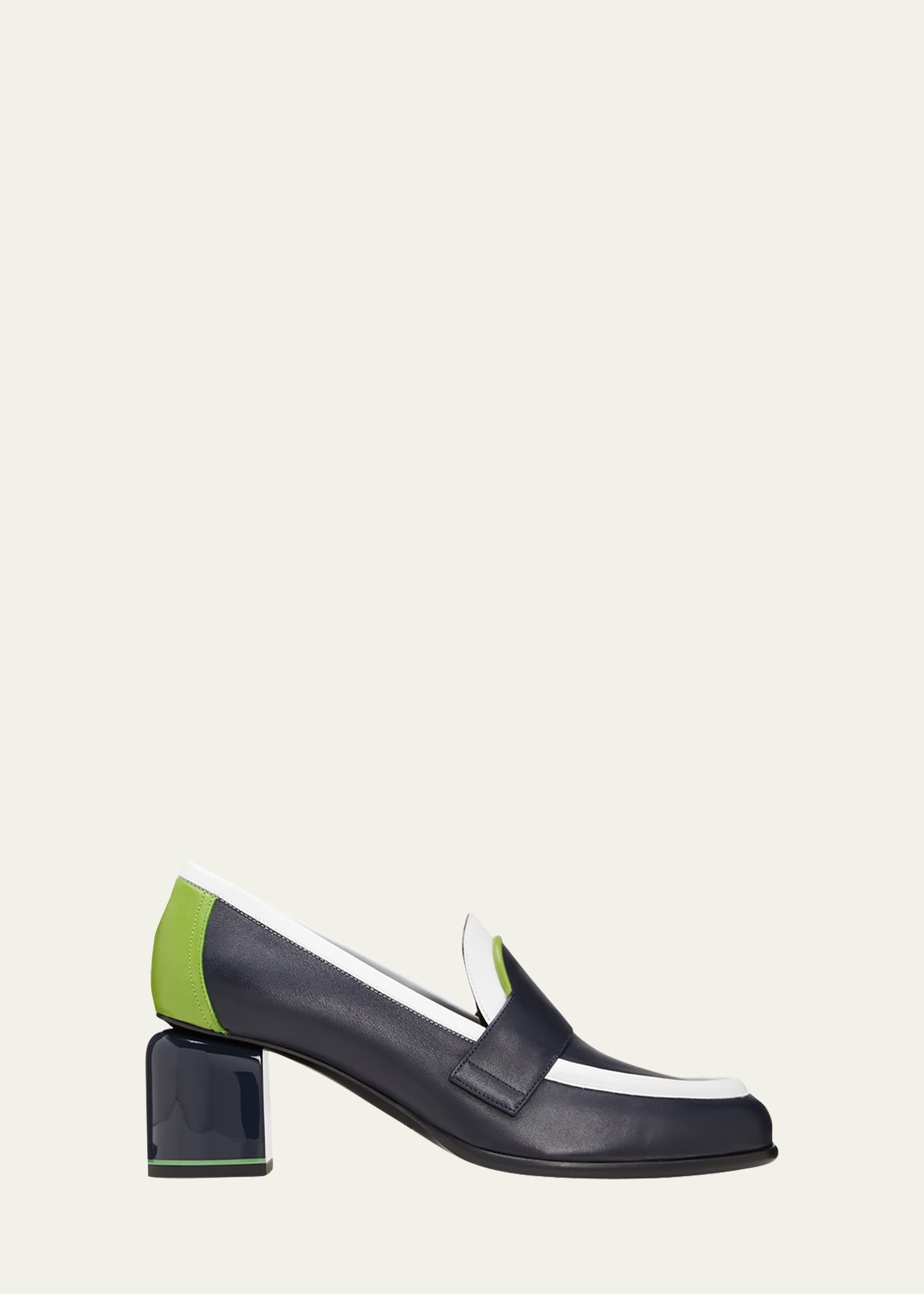 Pierre Hardy Easton Mixed Leather Heeled Loafers