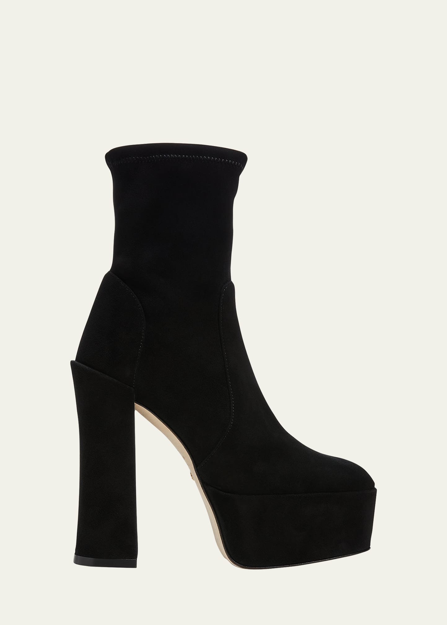 Prada suede 2025 platform booties