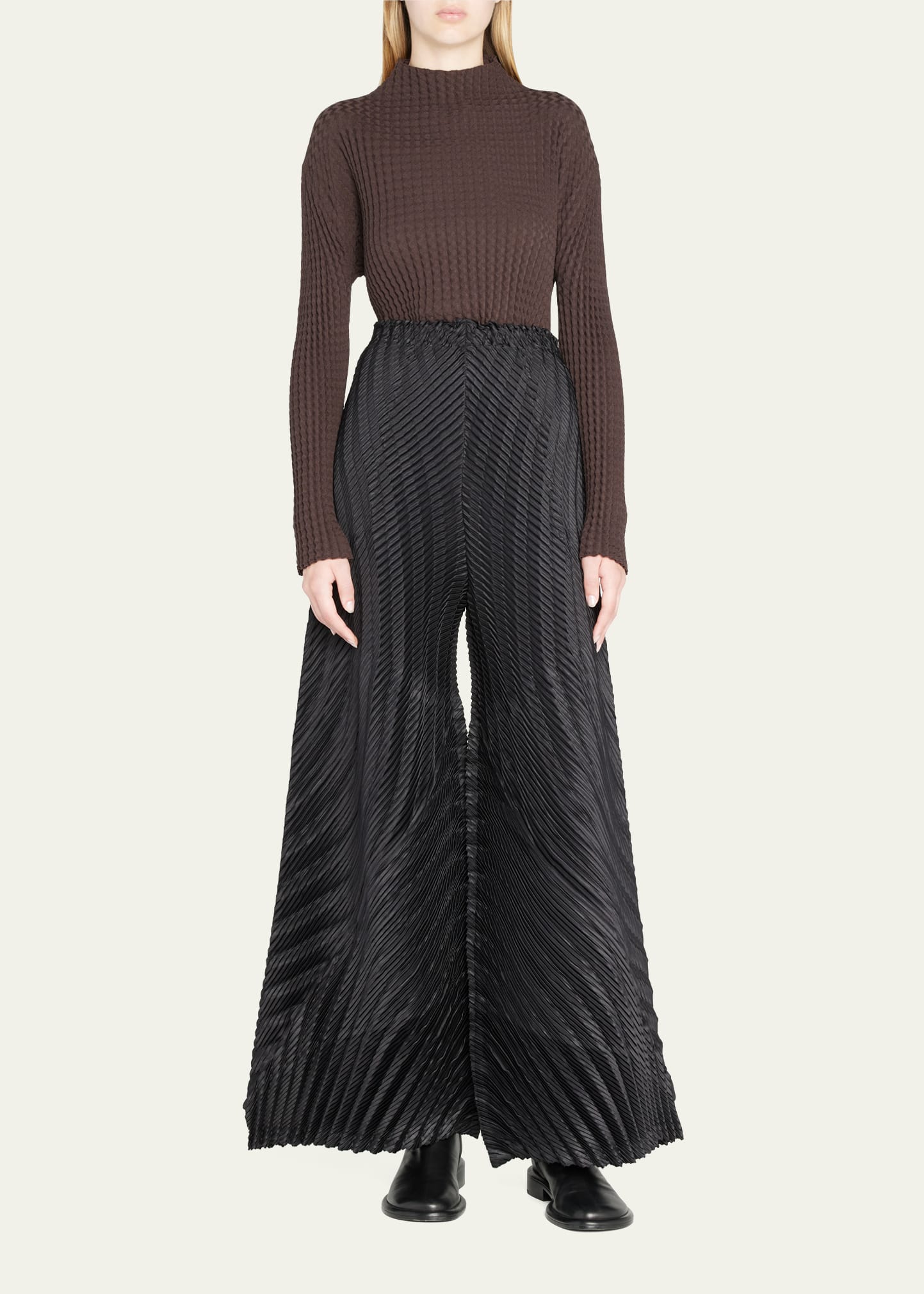 Jupe Longue Issey Miyake Pour Bergdorf Goodman – Noire Taffetas – Taille S – Vintage 90s