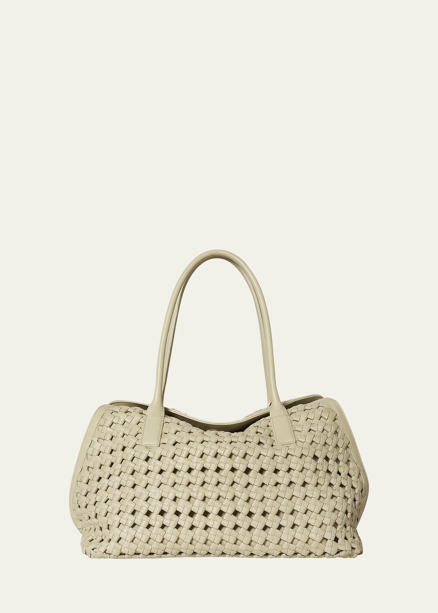 THE ROW Gabriel Fold Over Top Handle Bag in Woven Leather