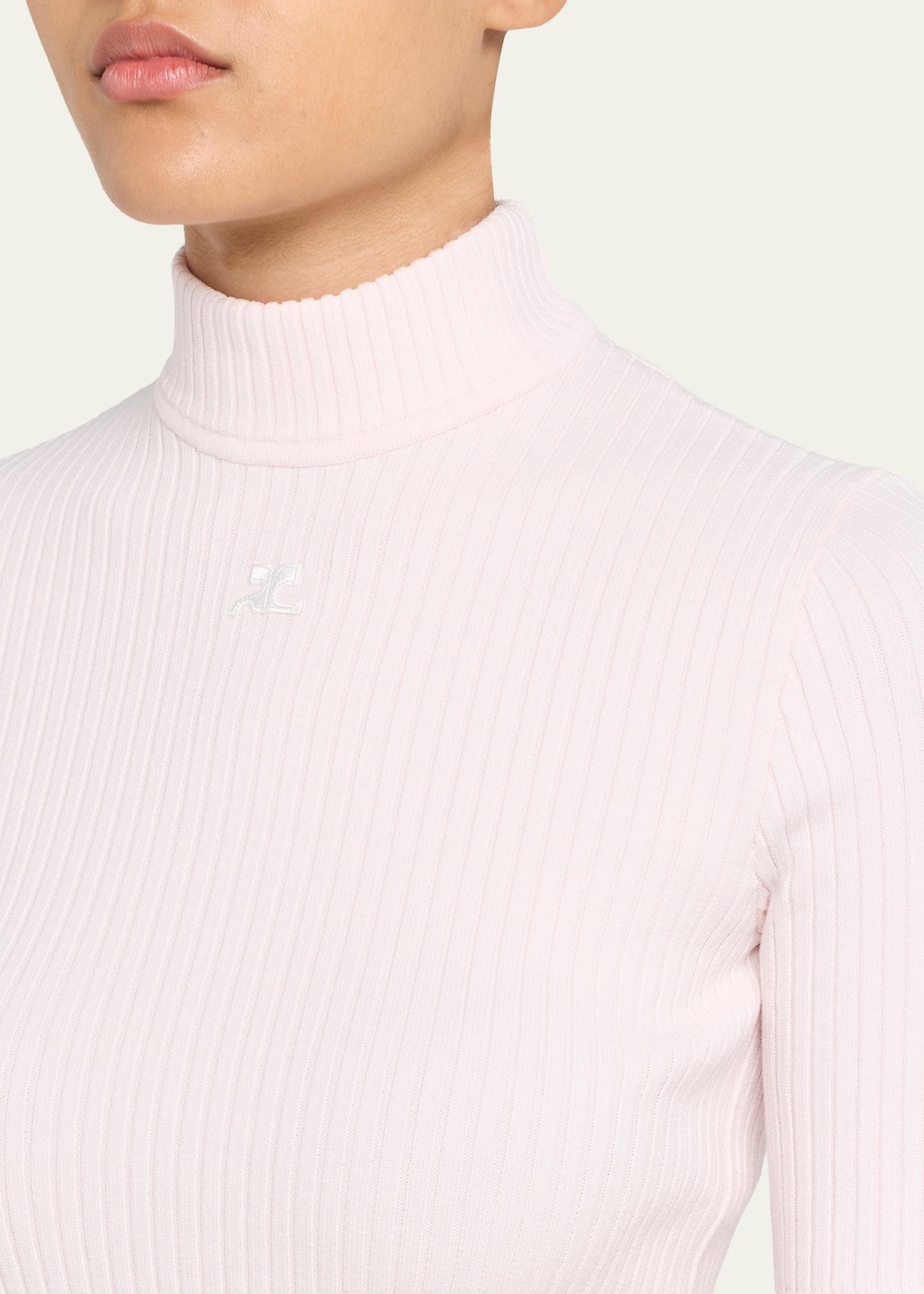 COURRÈGES 모크넥 반팔 리브 풀오버