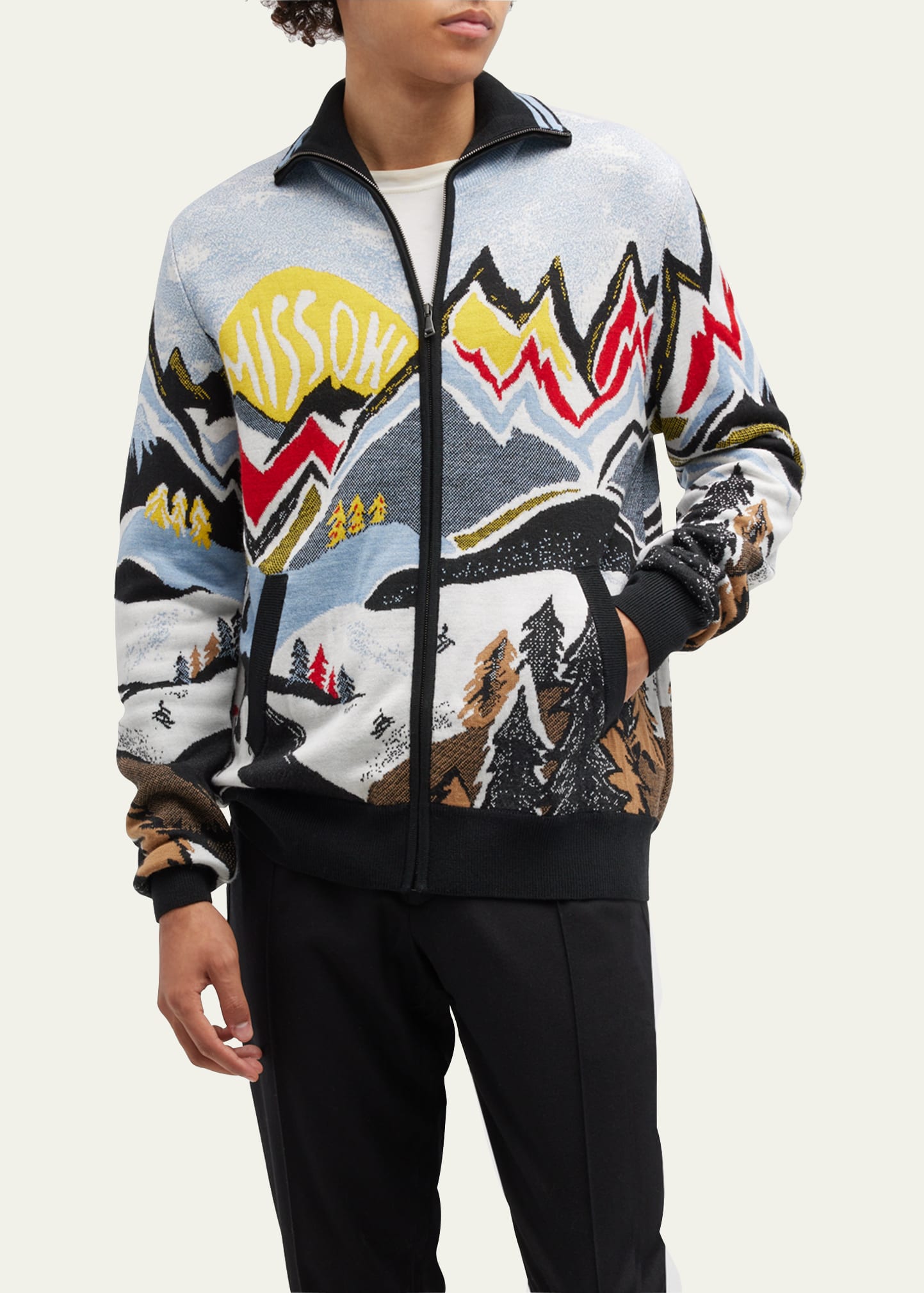 Missoni Men's Ski Scenic Jacquard Zip Cardigan Sweater - Bergdorf