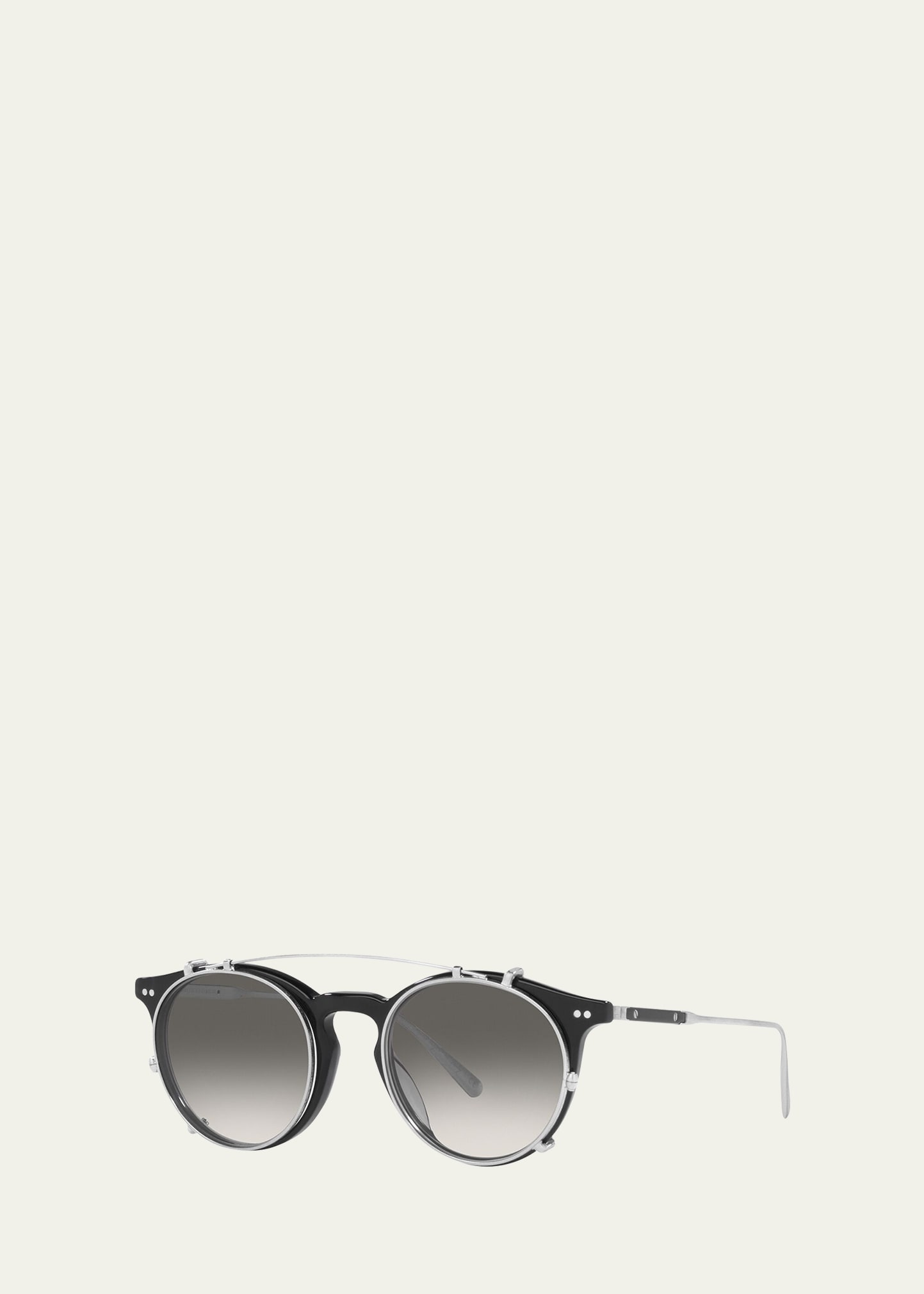 Brunello Cucinelli & Oliver Peoples Eduardo Clip-On Round Mixed-Media  Sunglasses - Bergdorf Goodman