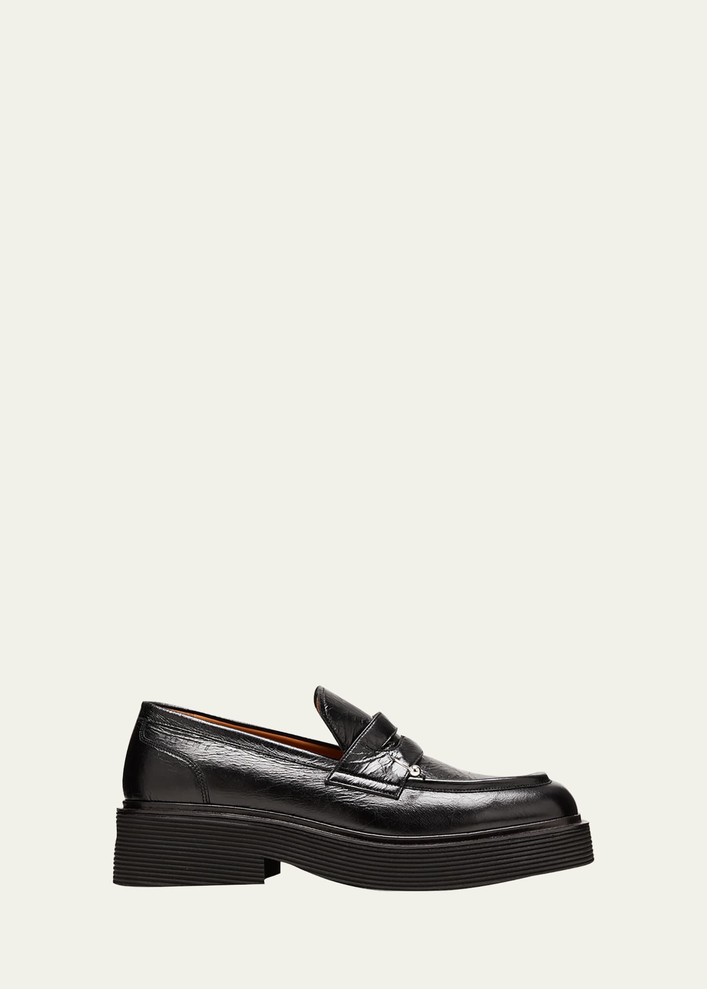 Marni Men's Platform Leather Penny Loafers w/ Piercing