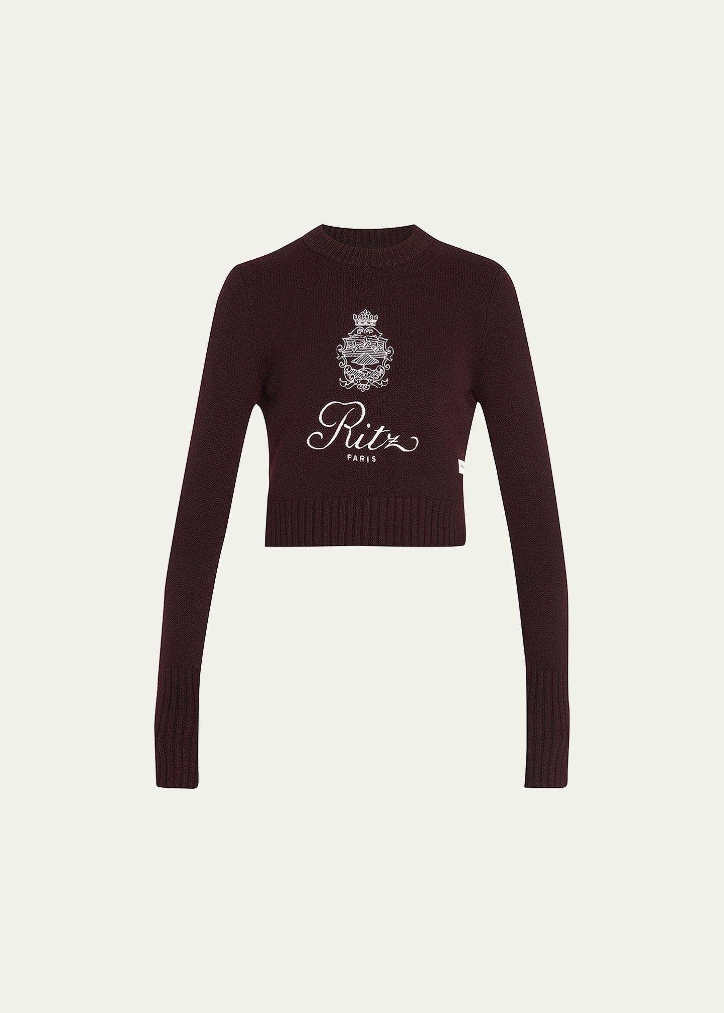 FRAME x Ritz Paris FRAME x Ritz Paris Embroidered Cropped Cashmere 