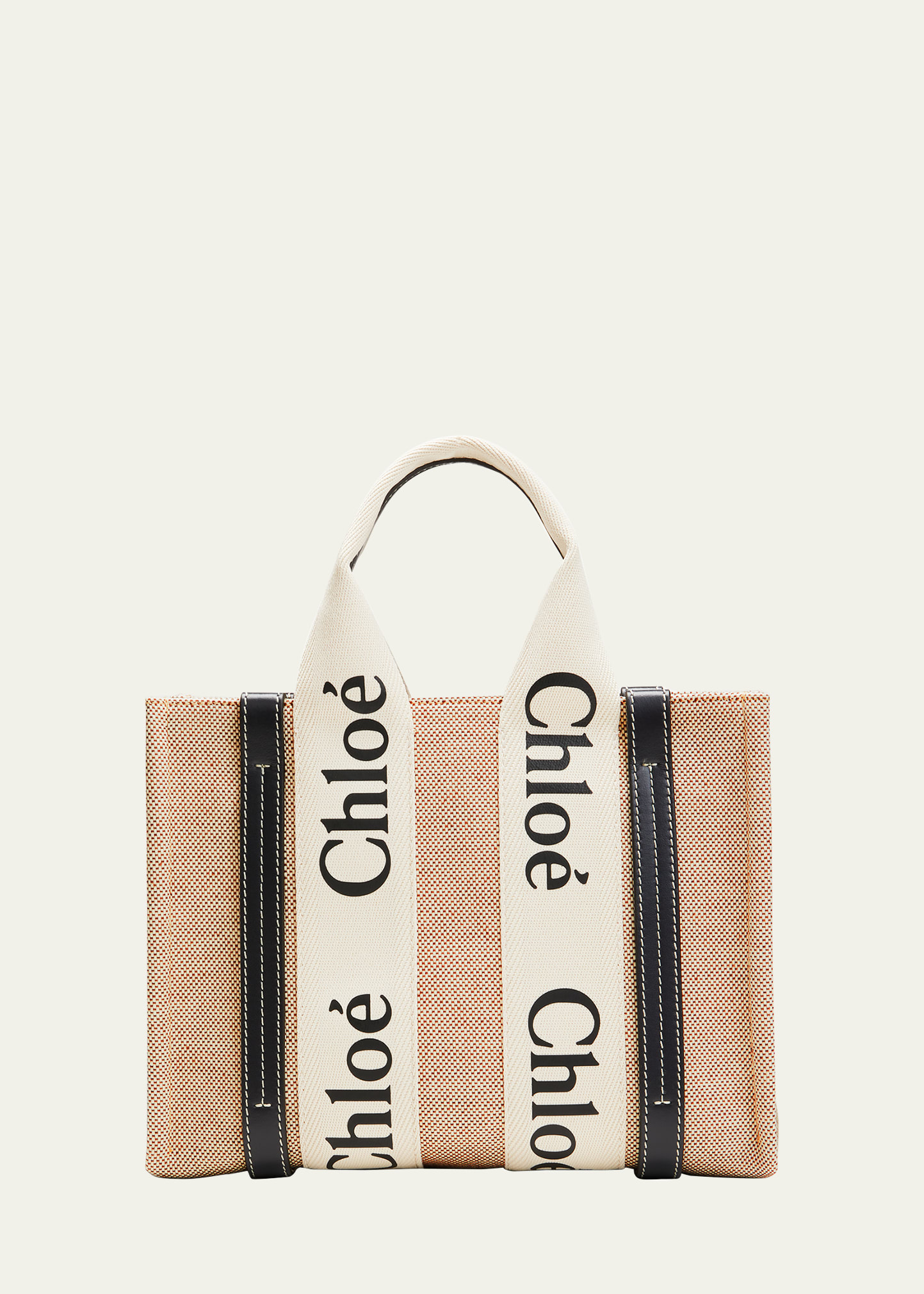 トートバッグ CHLOE SMALL WOODY STRAP TOTE BAG Chloe Woody Small Tote Bag in Linen with Crossbody Strap