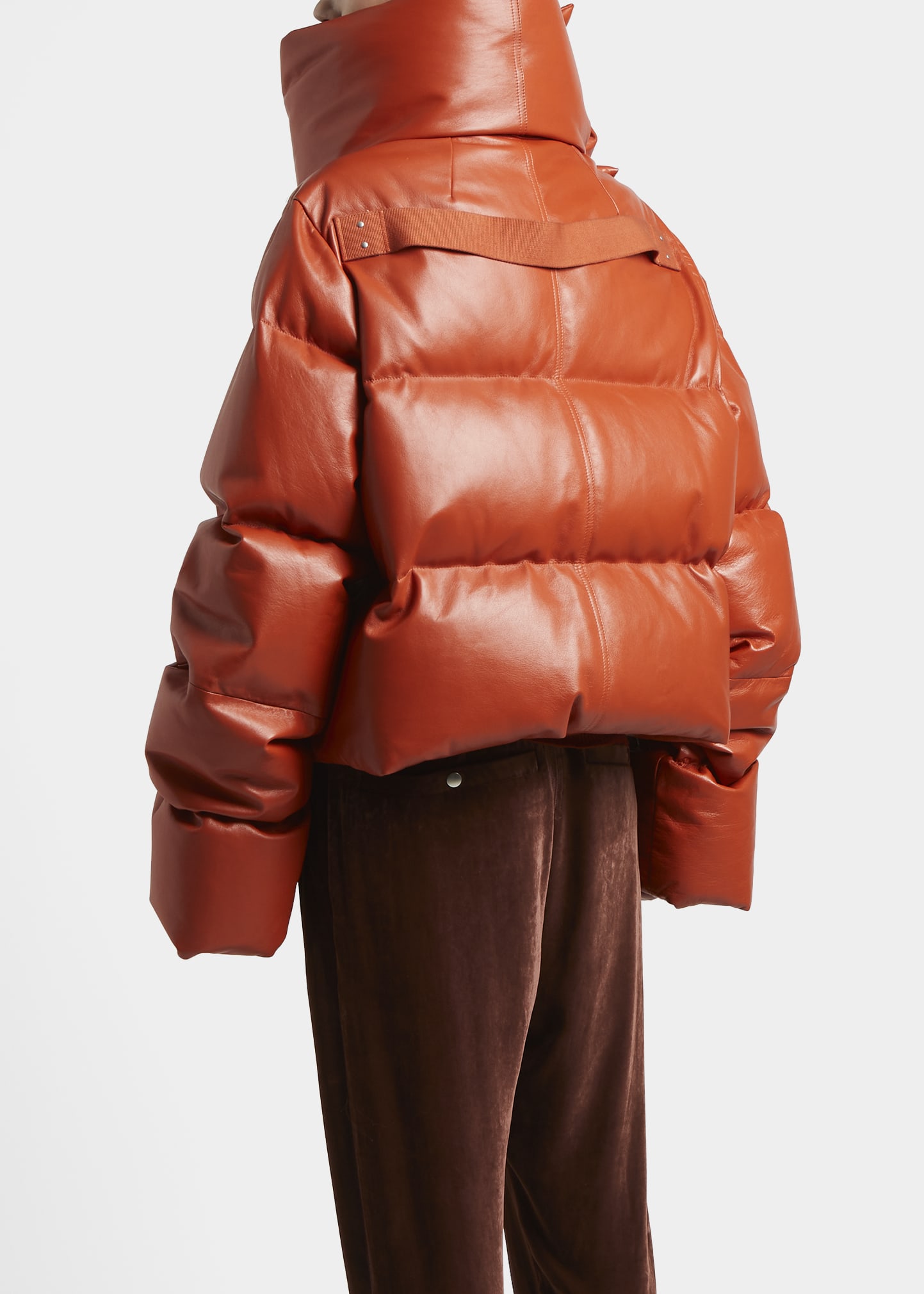 Rick Owens Leather Funnel-Neck Puffer Coat Bergdorf Goodman
