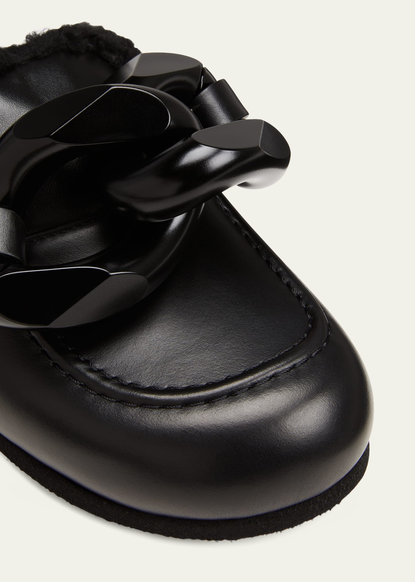 JW Anderson Metallic Chain Faux Fur Loafer Mules - Bergdorf Goodman