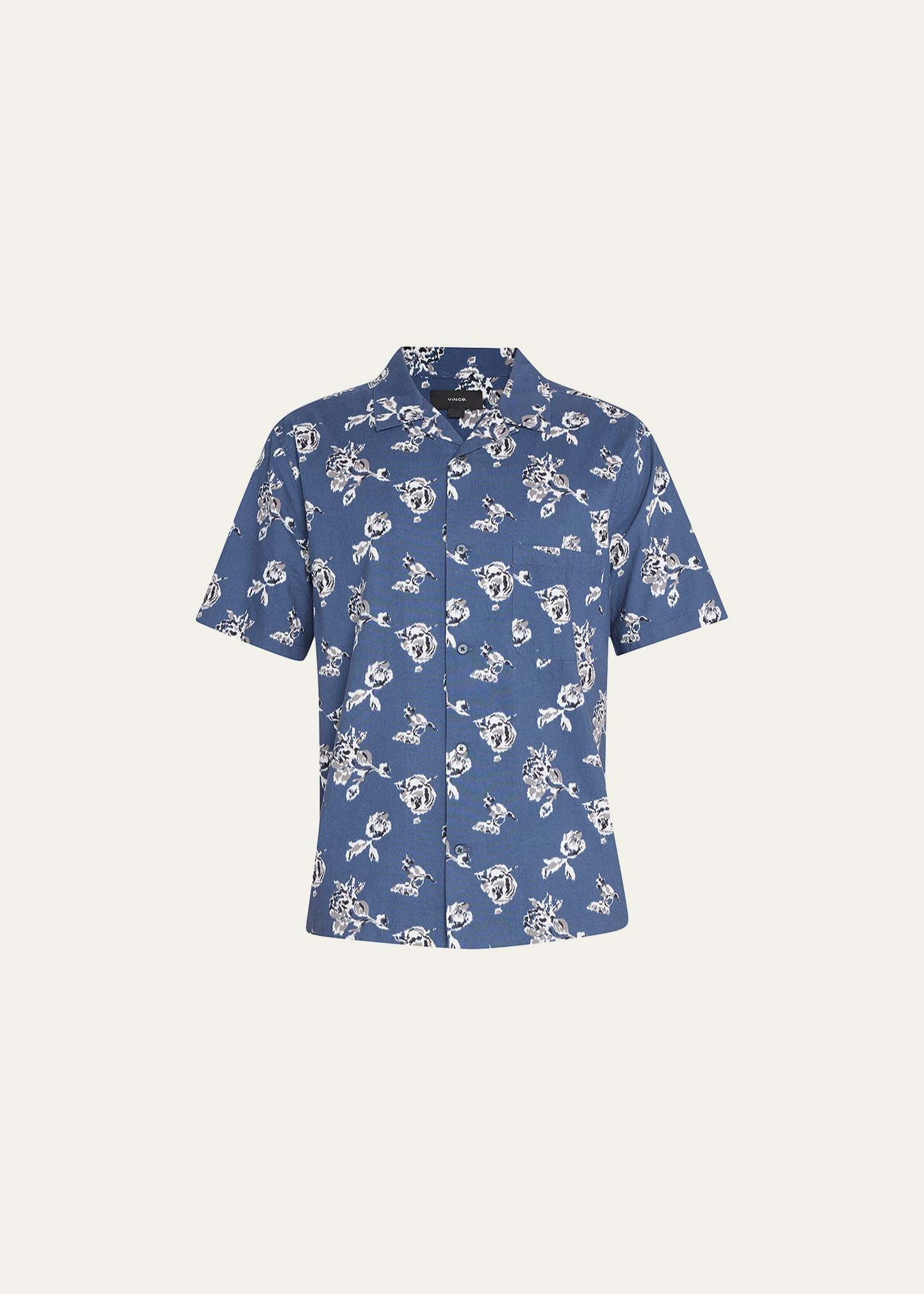 Vince Men's Ikat Floral-Print Camp Shirt