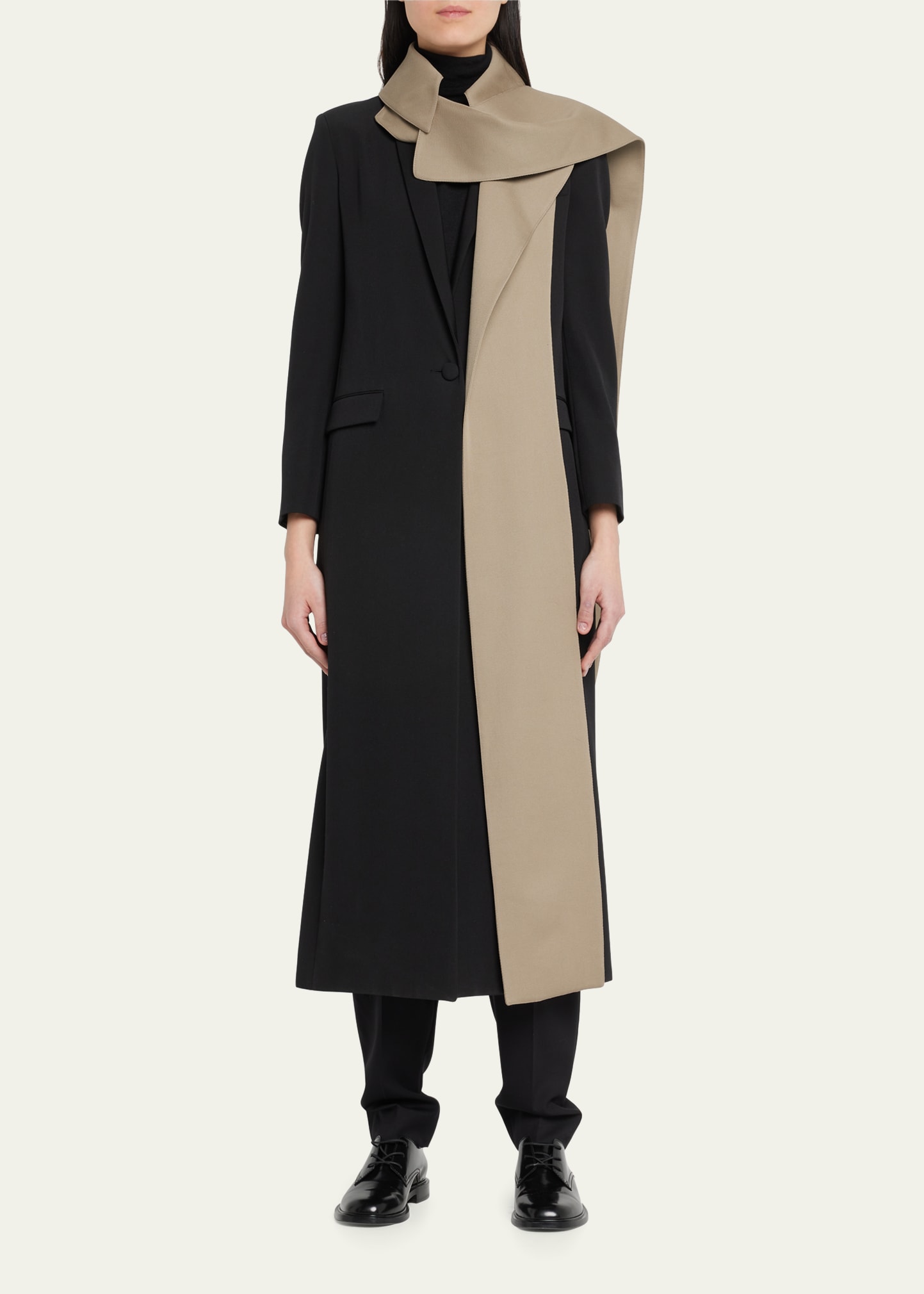 THE ROW Adva Long Wool Coat with Removable Collar - Bergdorf