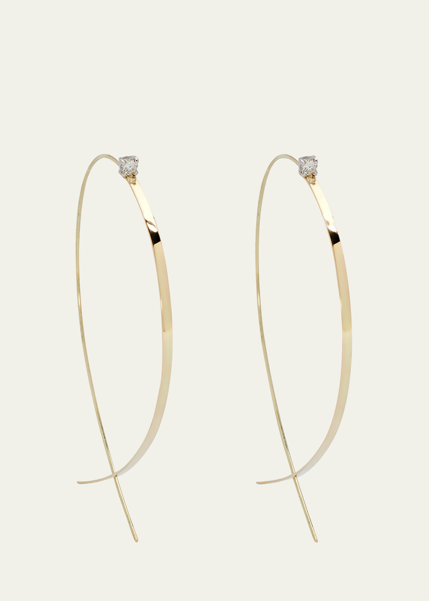 Lana Solo Mini Narrow Upside Down Hoop Earrings with Diamonds