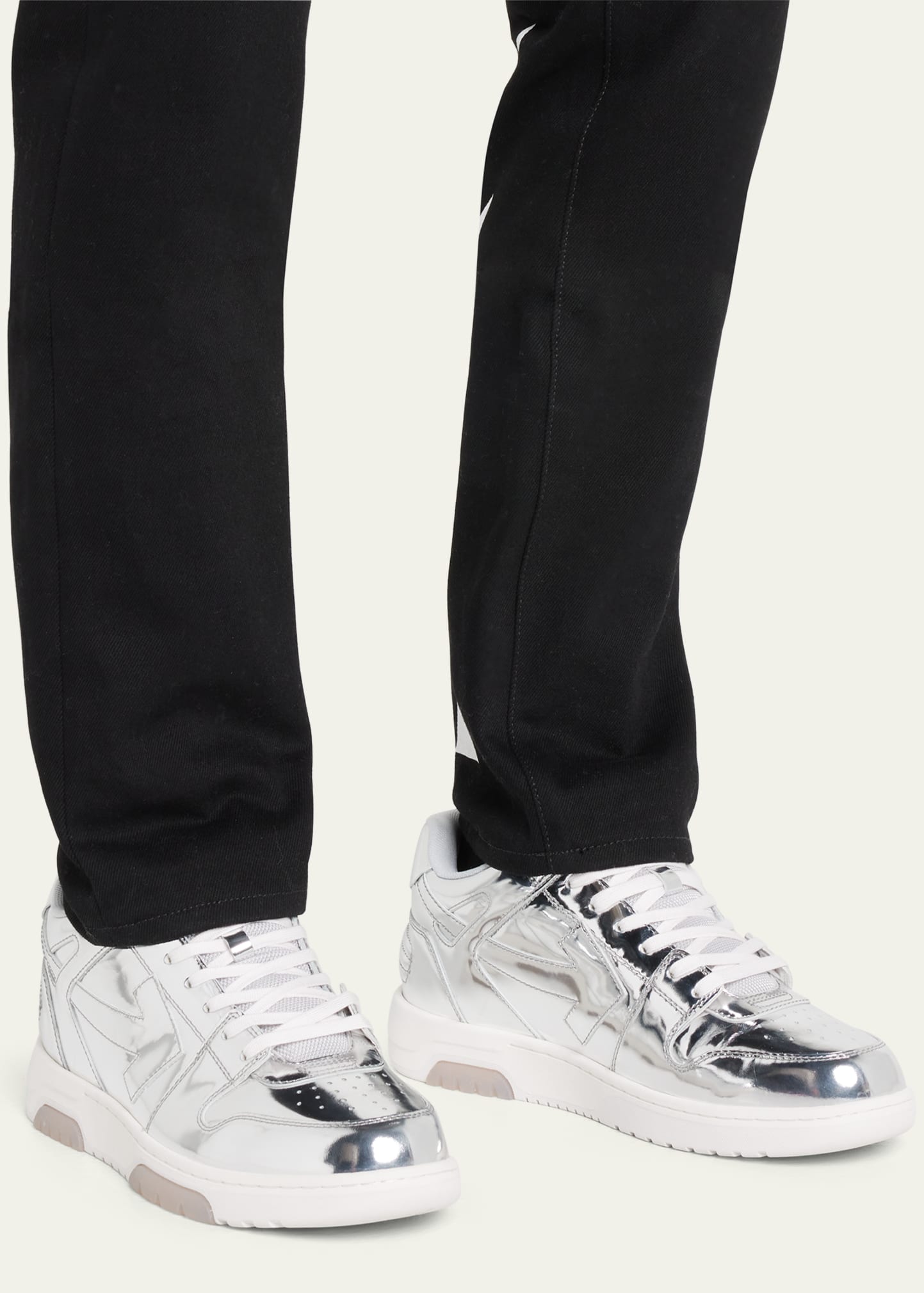Off-White Men's Out of Office Mirror Leather Low-Top