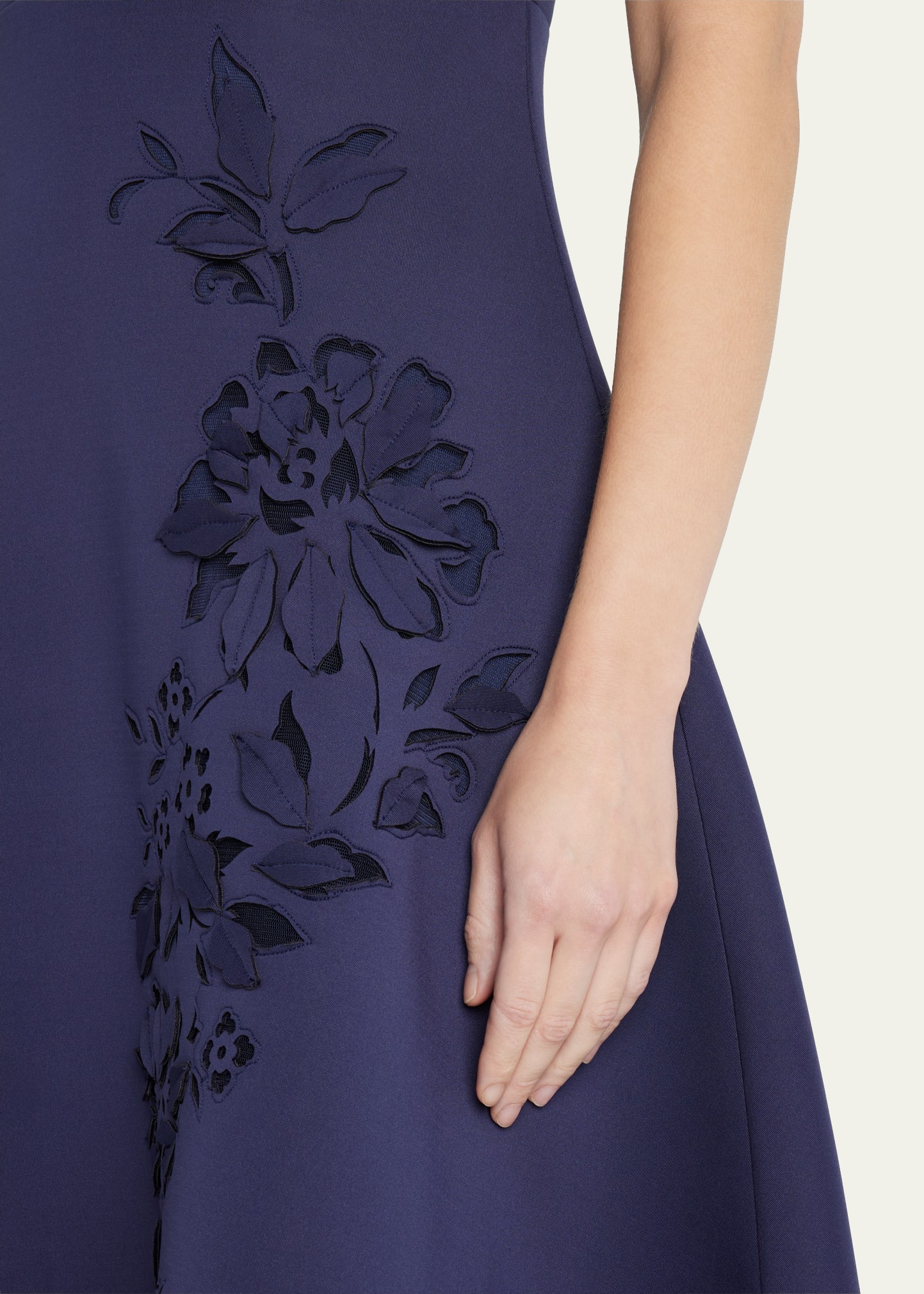 badgley mischka laser-cut floral fit-&-flare dress Strapless 3D Floral A-Line Midi Dress by Badgley Mischka main image 0