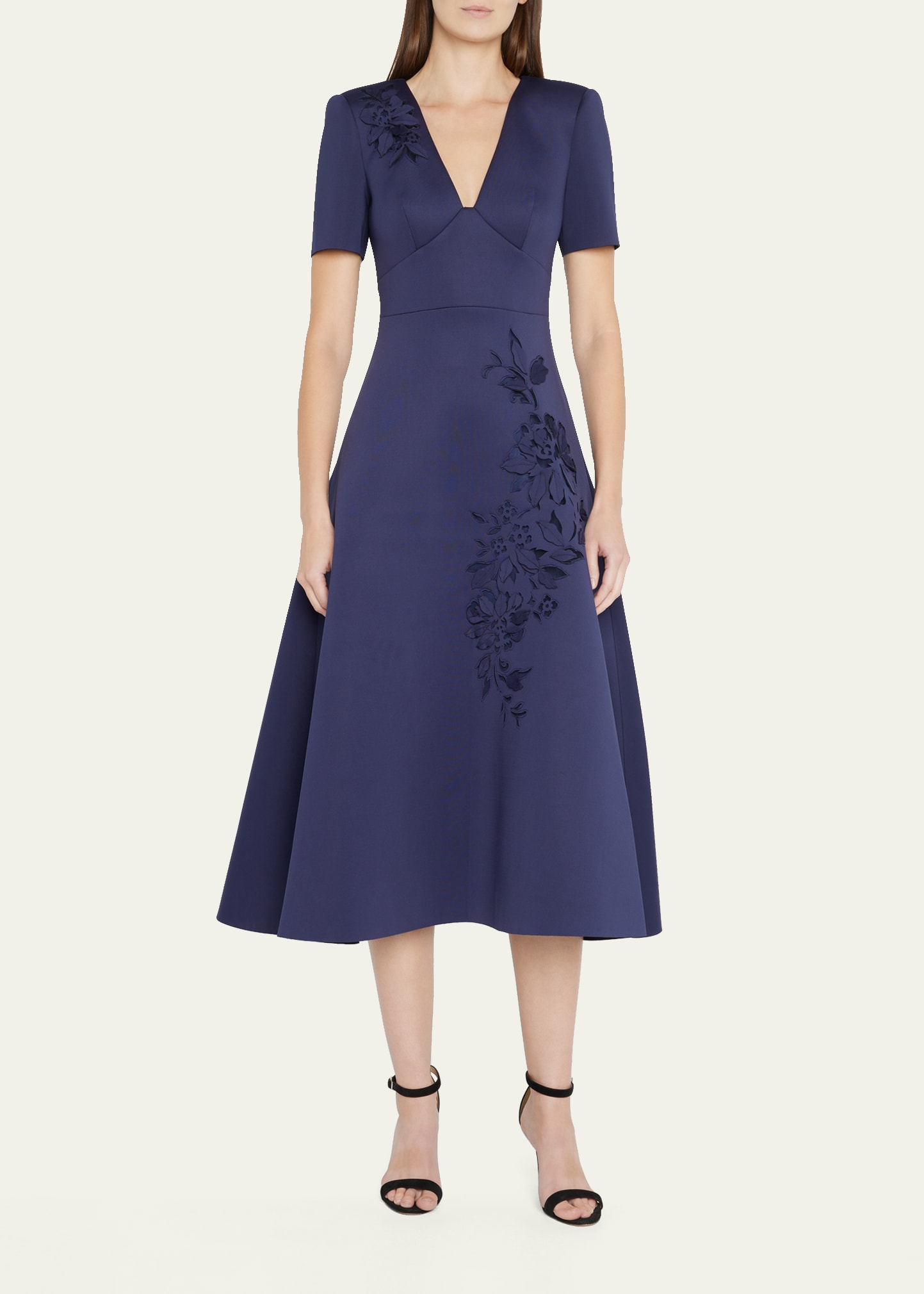 Badgley Mischka Collection Laser-Cut Fit-&-Flare Midi Dress - Bergdorf  Goodman