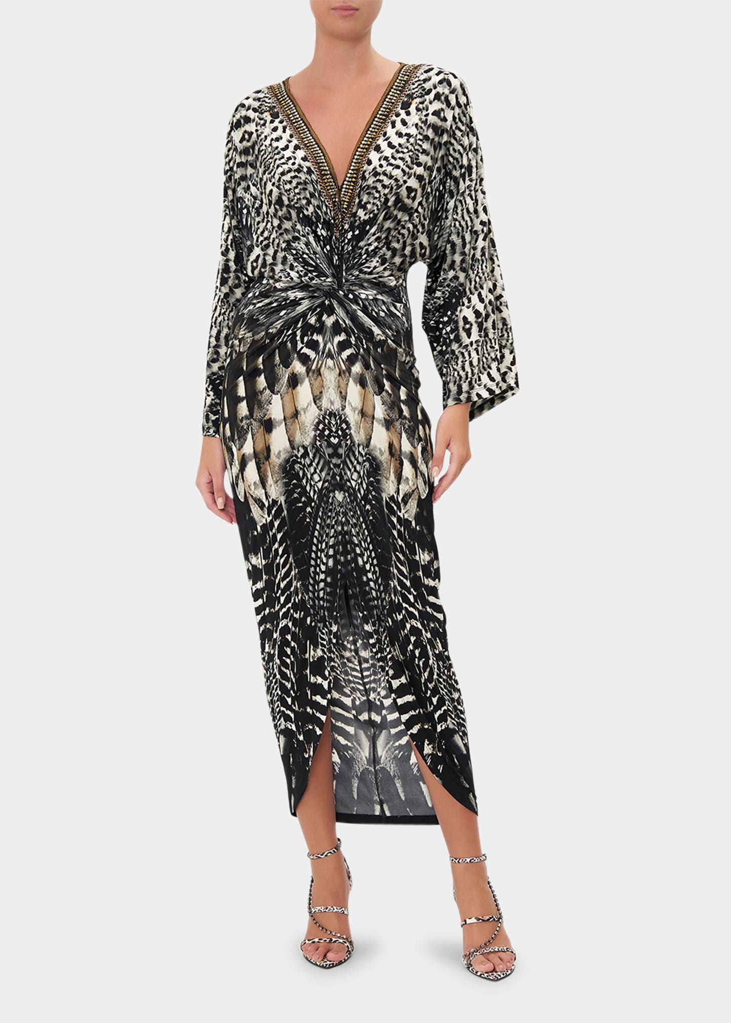 LONG SPLIT FRONT TWIST DRESS NIGHT OWL