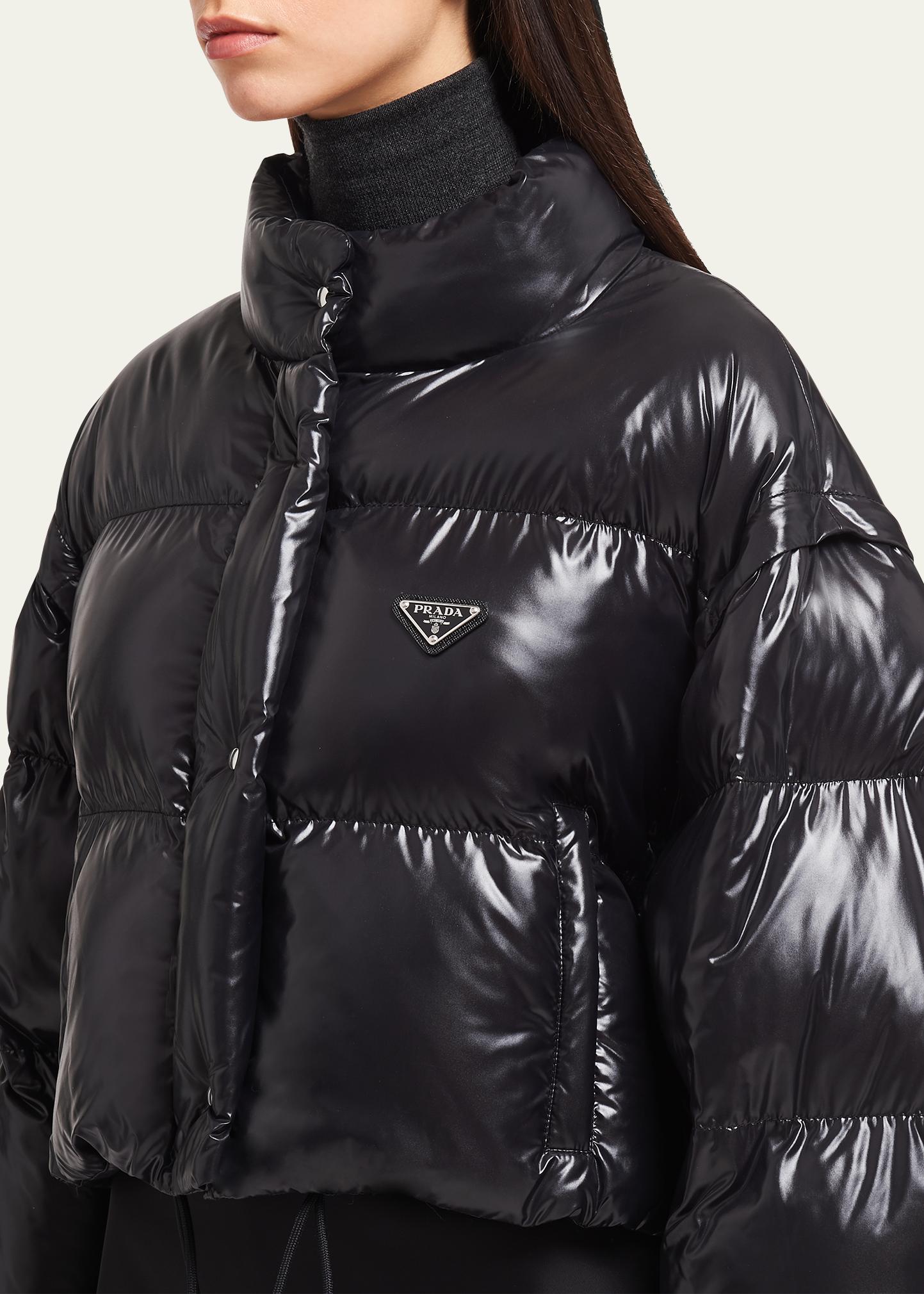 Prada Crop Drawstring Nylon Down Jacket - Bergdorf Goodman