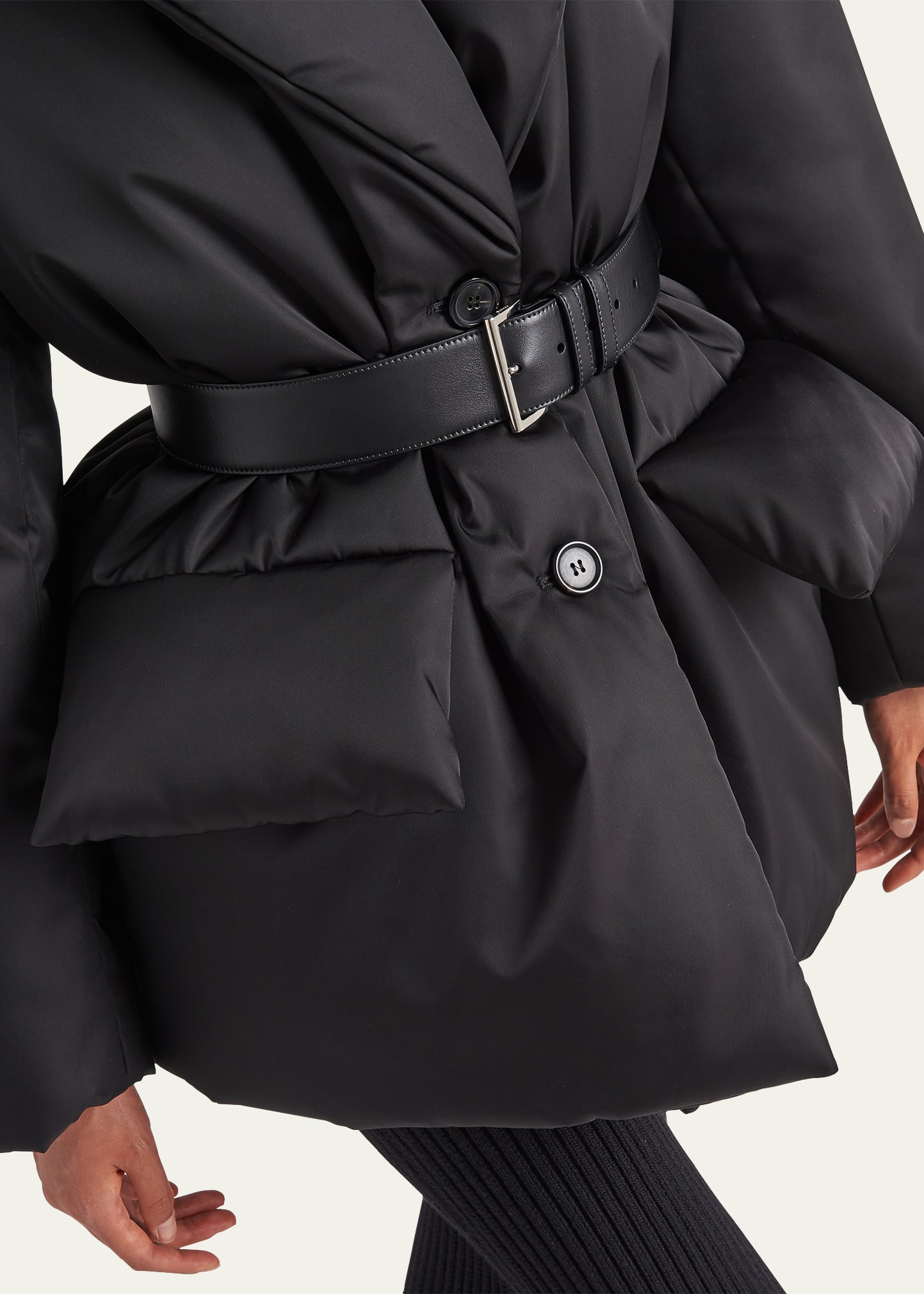 Prada Re-Nylon Belted Down Jacket - Bergdorf Goodman