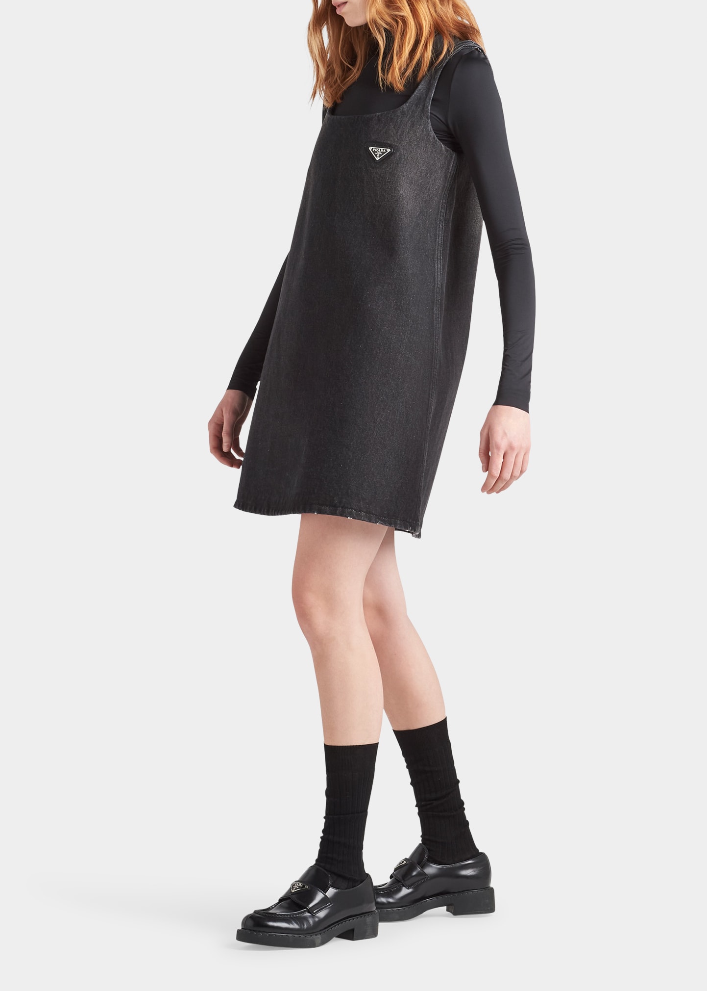 Prada Natte Pocket Mini Dress with Shoulder Buttons - Bergdorf Goodman