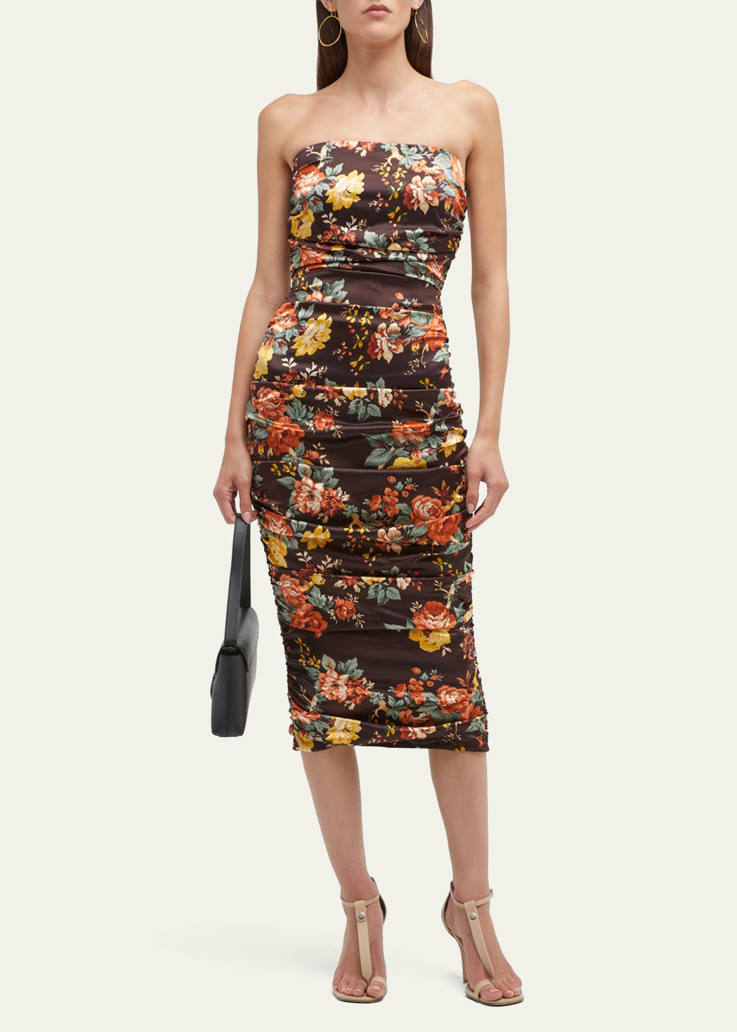 Veronica Beard Kupa Ruched Strapless Midi Dress Bergdorf