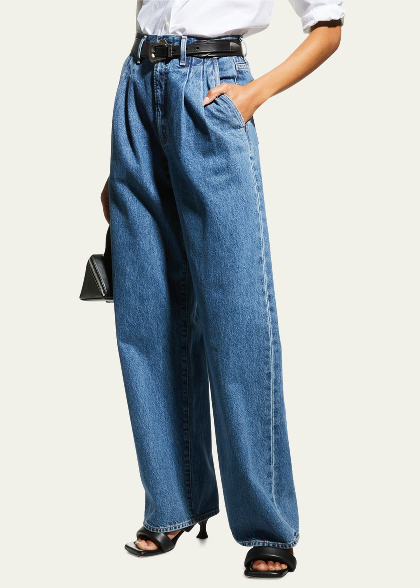 Goldsign The Edgar Pleated Wide-Leg Trouser Jeans - Bergdorf Goodman