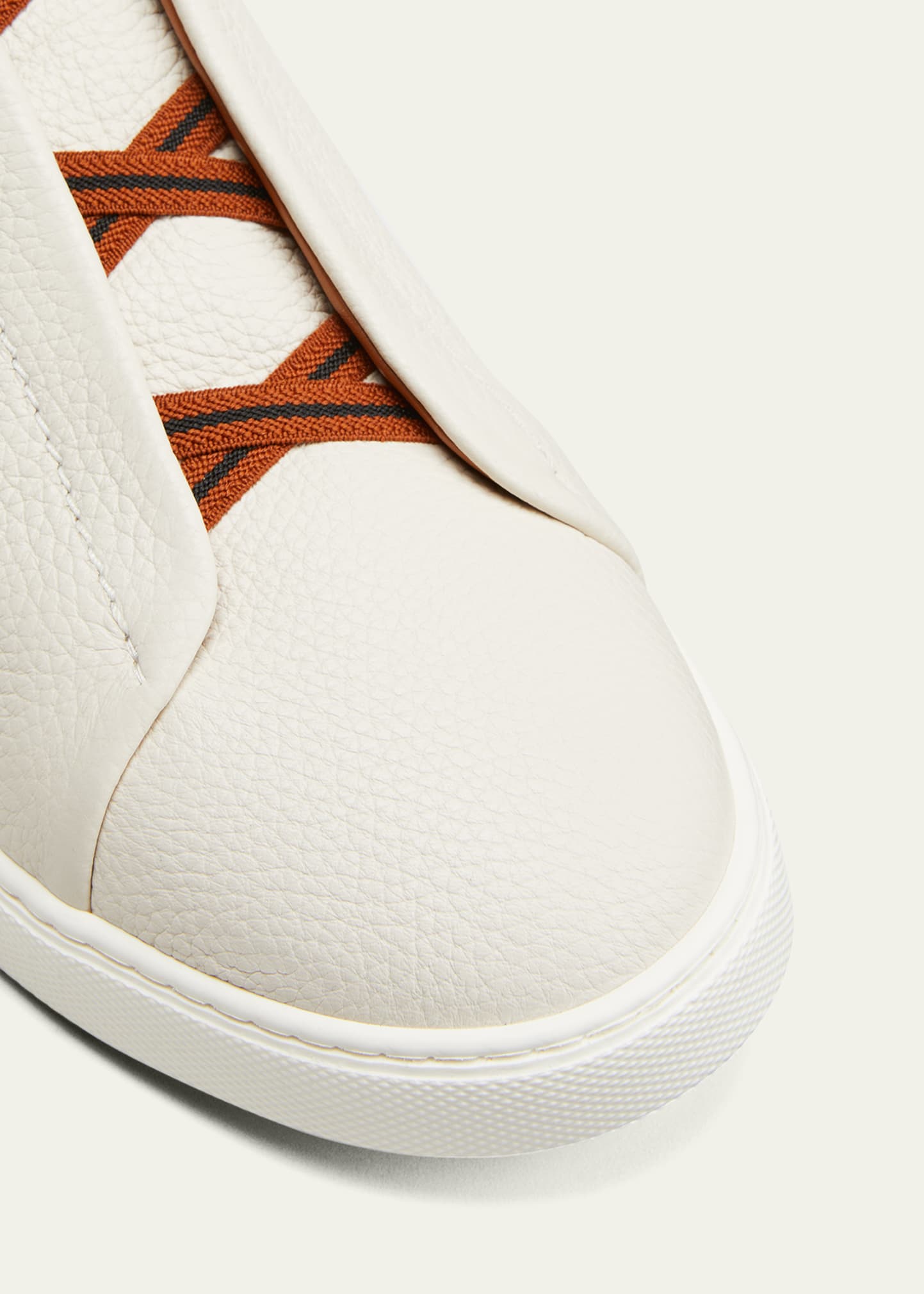 GQ　クローディアシファー ZEGNA Men's Triple Stitch Deerskin Leather Sneakers