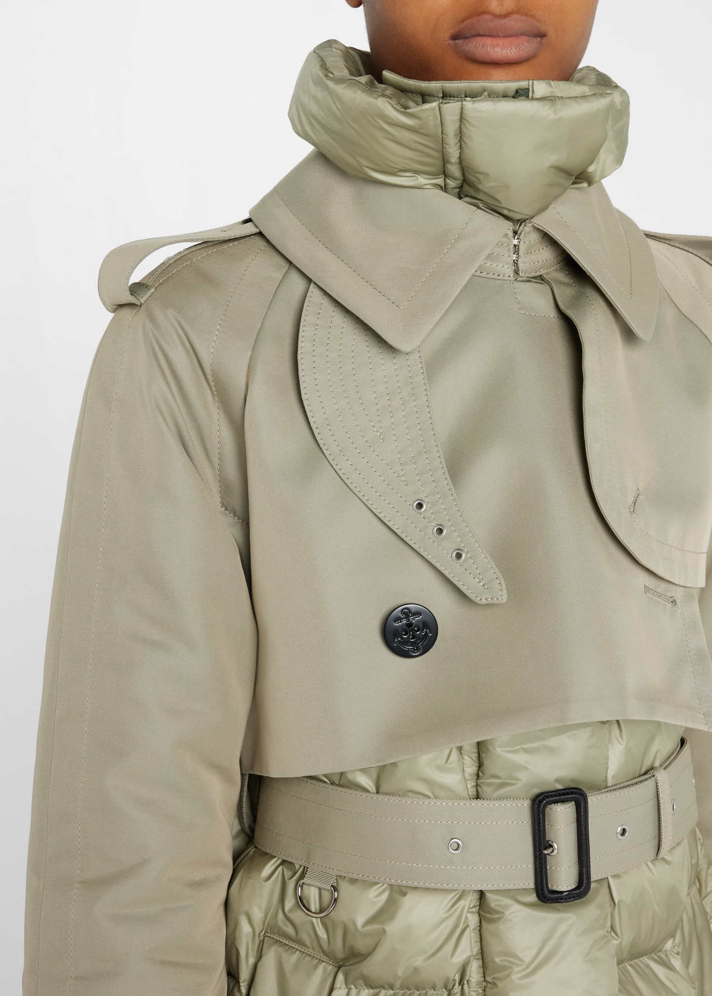 SACAI Long Hybrid Belted Puffer Trench Coat - Bergdorf Goodman