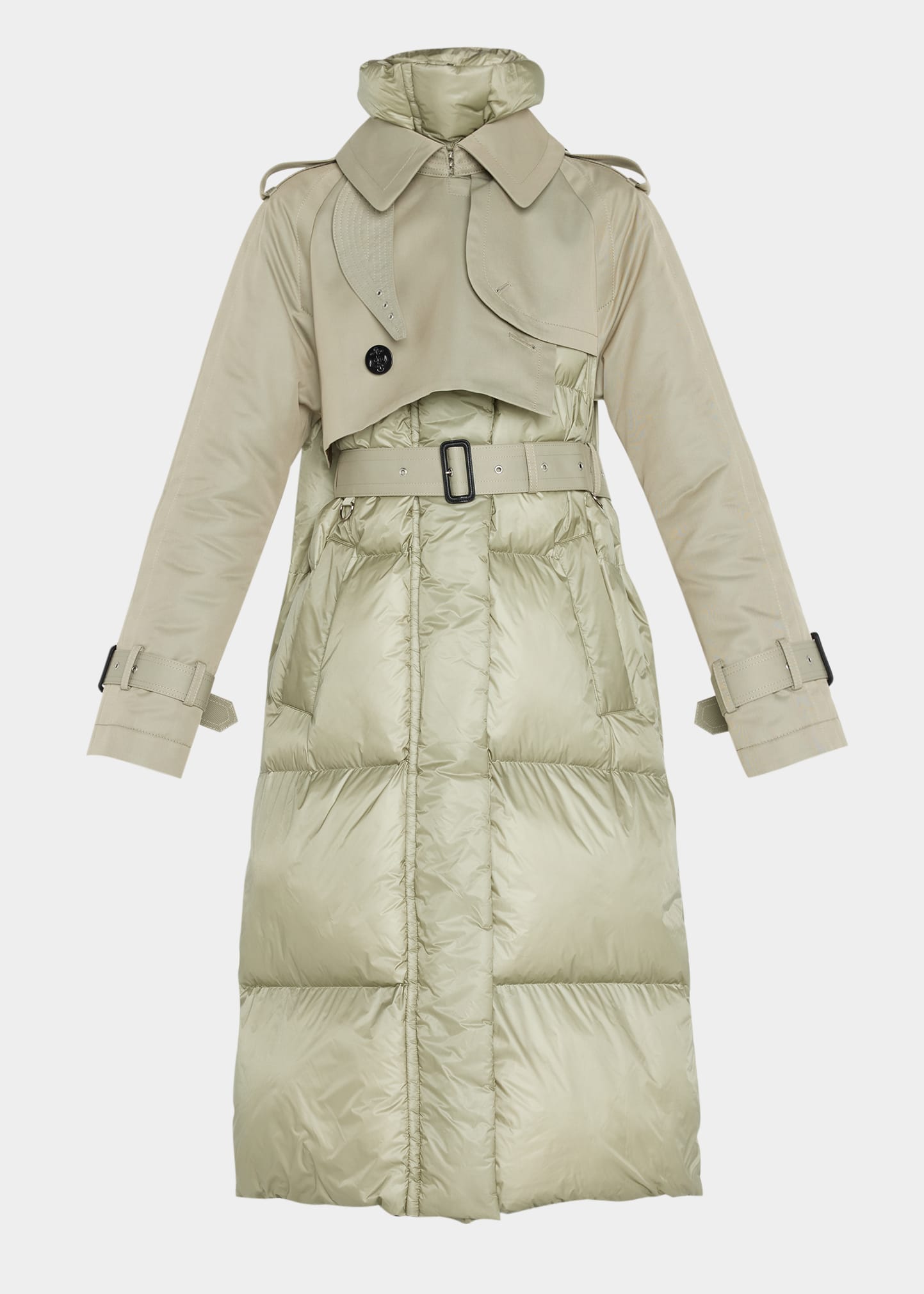 SACAI Long Hybrid Belted Puffer Trench Coat - Bergdorf Goodman
