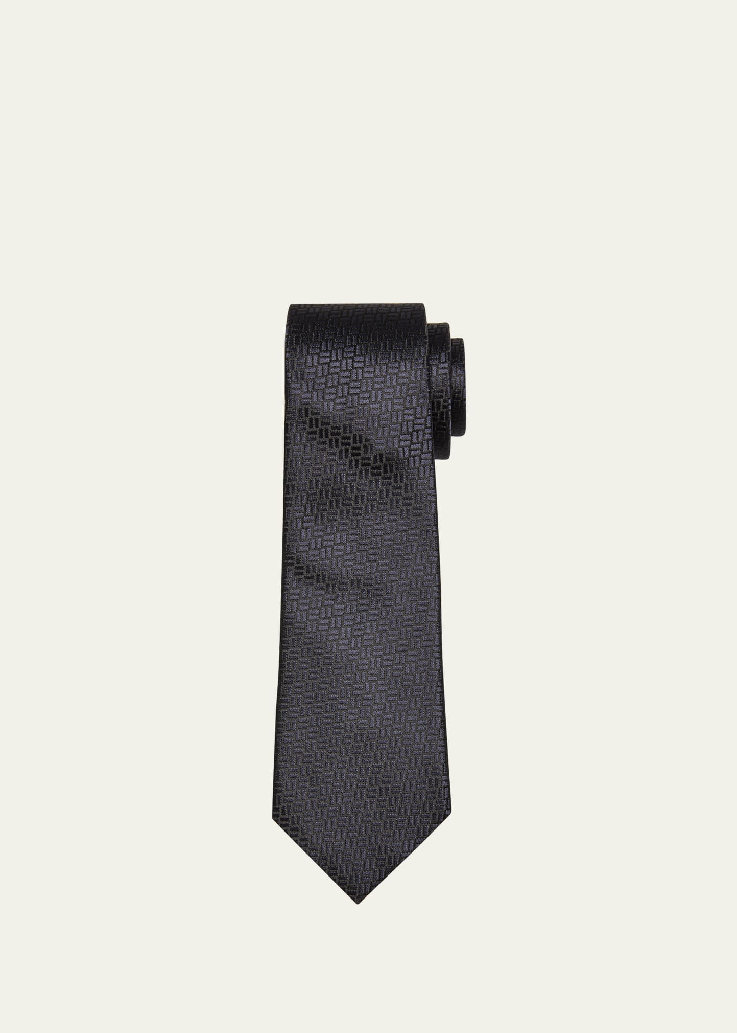ZEGNA Men's Geometric Jacquard-Silk Tie