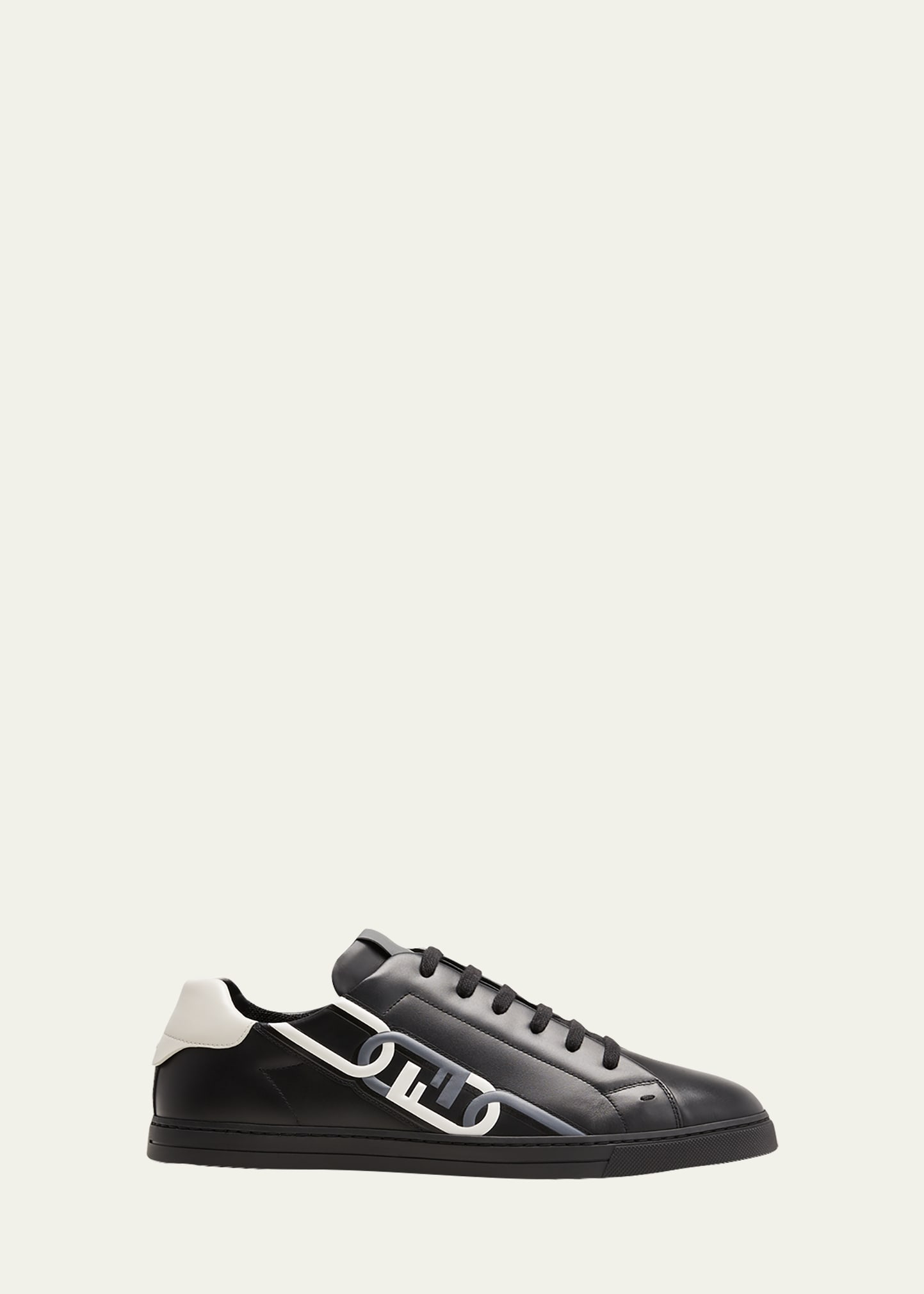 Fendi Men's FF-Logo Link Leather Low-Top Sneakers - Bergdorf