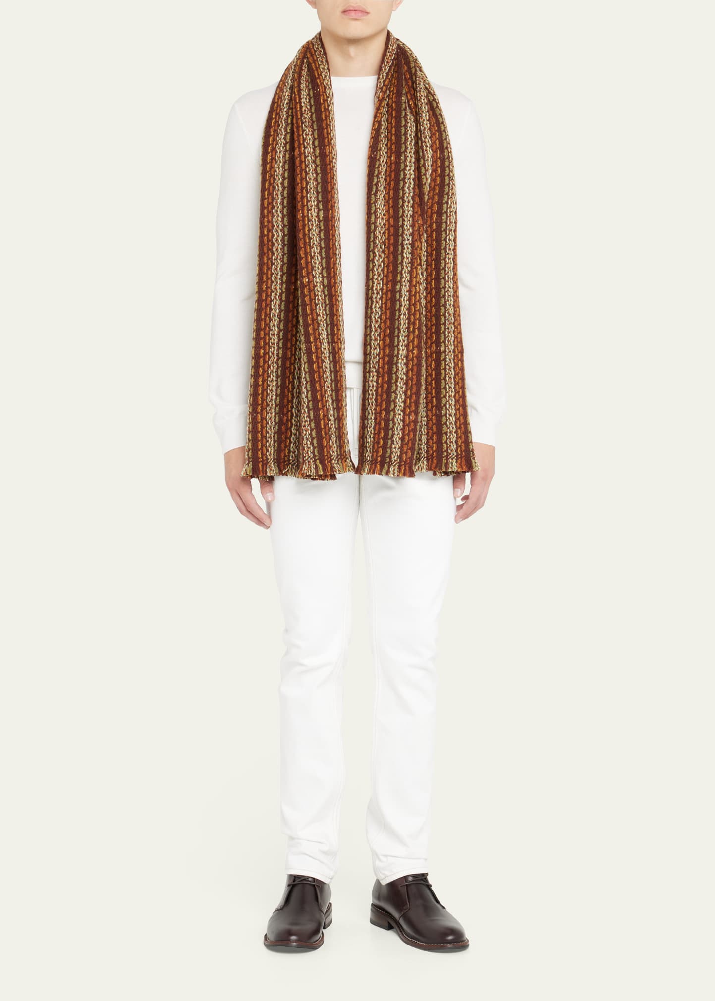 Loro Piana Men's Mixed Alpaca-Cashmere Knit Scarf - Bergdorf Goodman