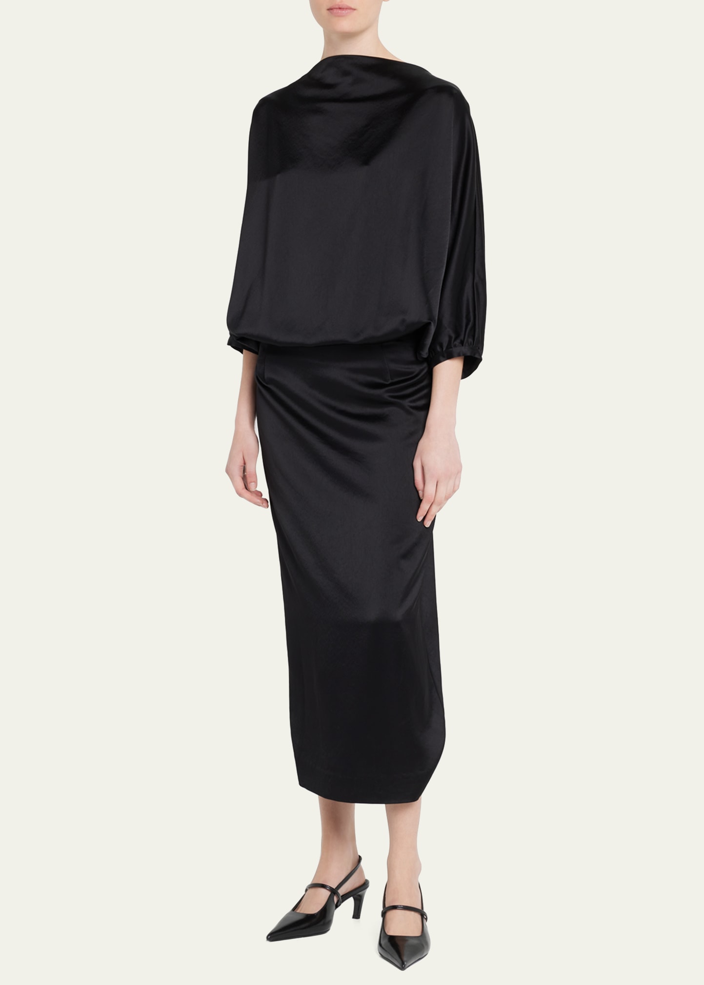 knee length dresses for ladies Satin slip dress black – TOTEME