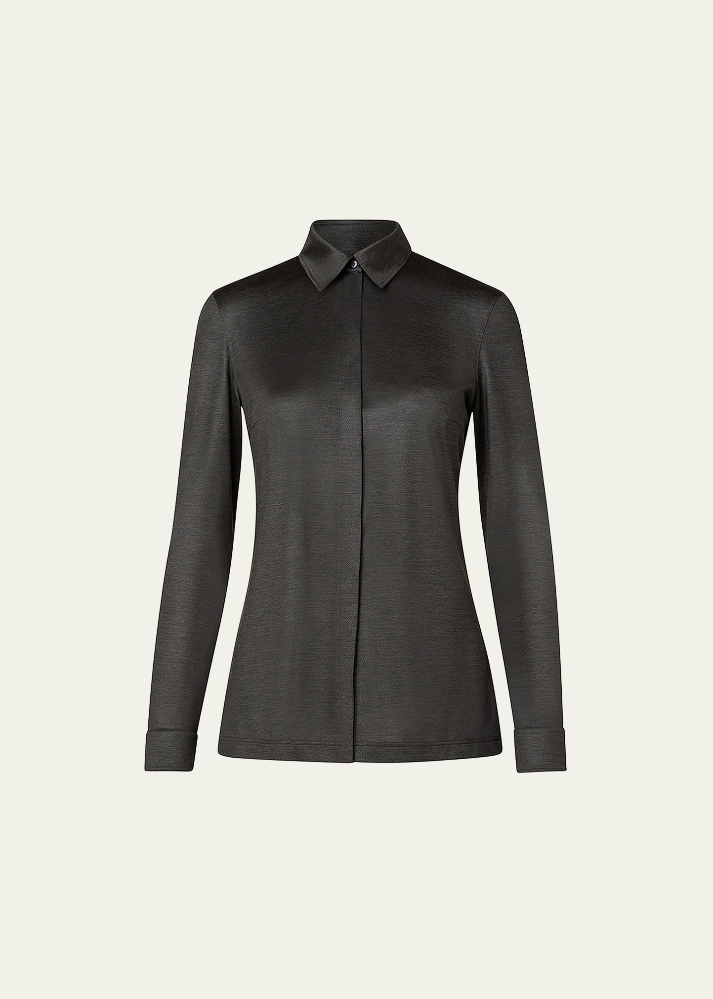 Akris Silk Jersey Collared Shirt - Bergdorf Goodman