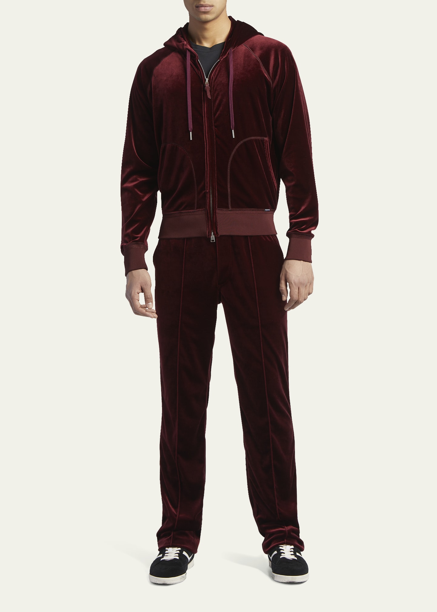 TOM FORD Men's Jersey Velour Full-Zip Hoodie - Bergdorf Goodman