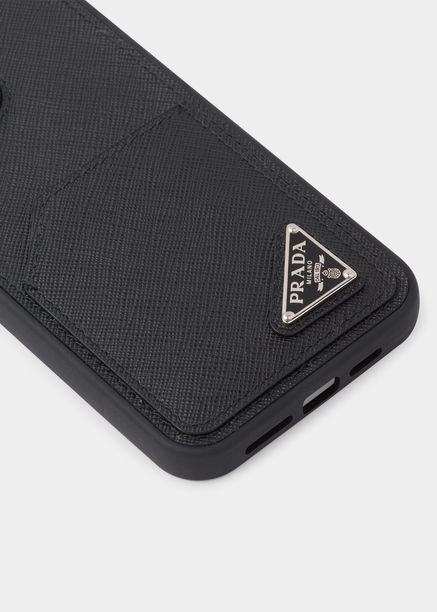 Prada Men's iPhone® 13 Pro Max Leather Phone Case - Bergdorf Goodman