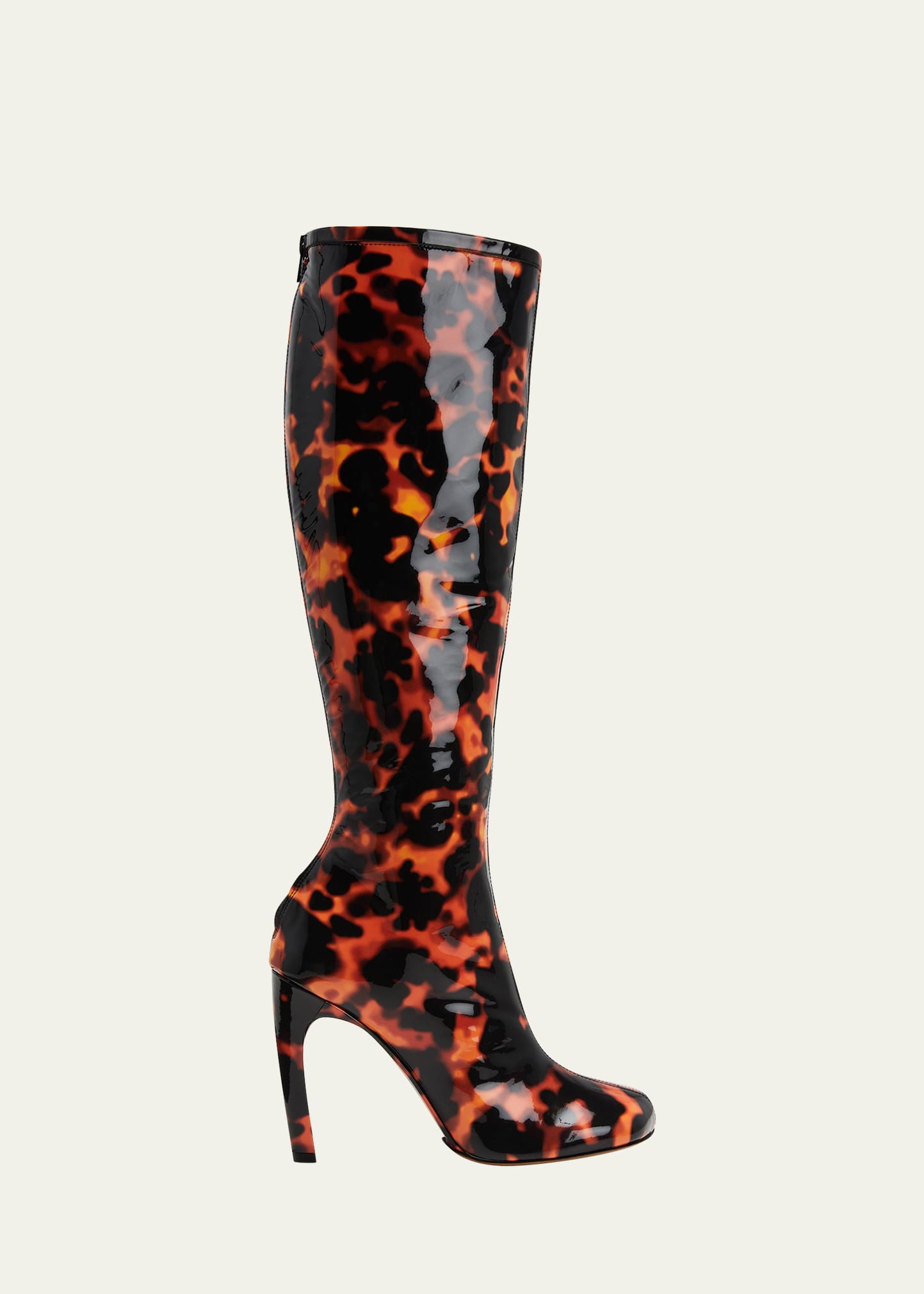 Dries Van Noten Tortoise Patent Stiletto Knee Boots